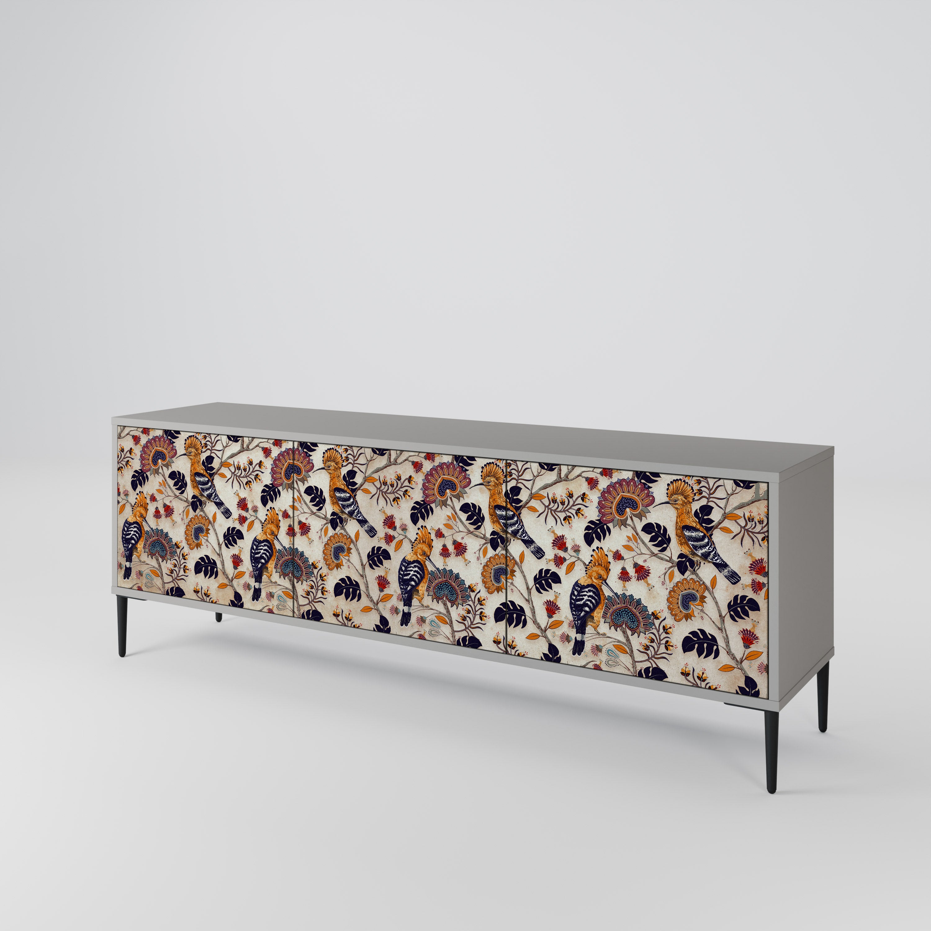EMINENT HOOPOE 3-Door TV Stand in Grey Finish