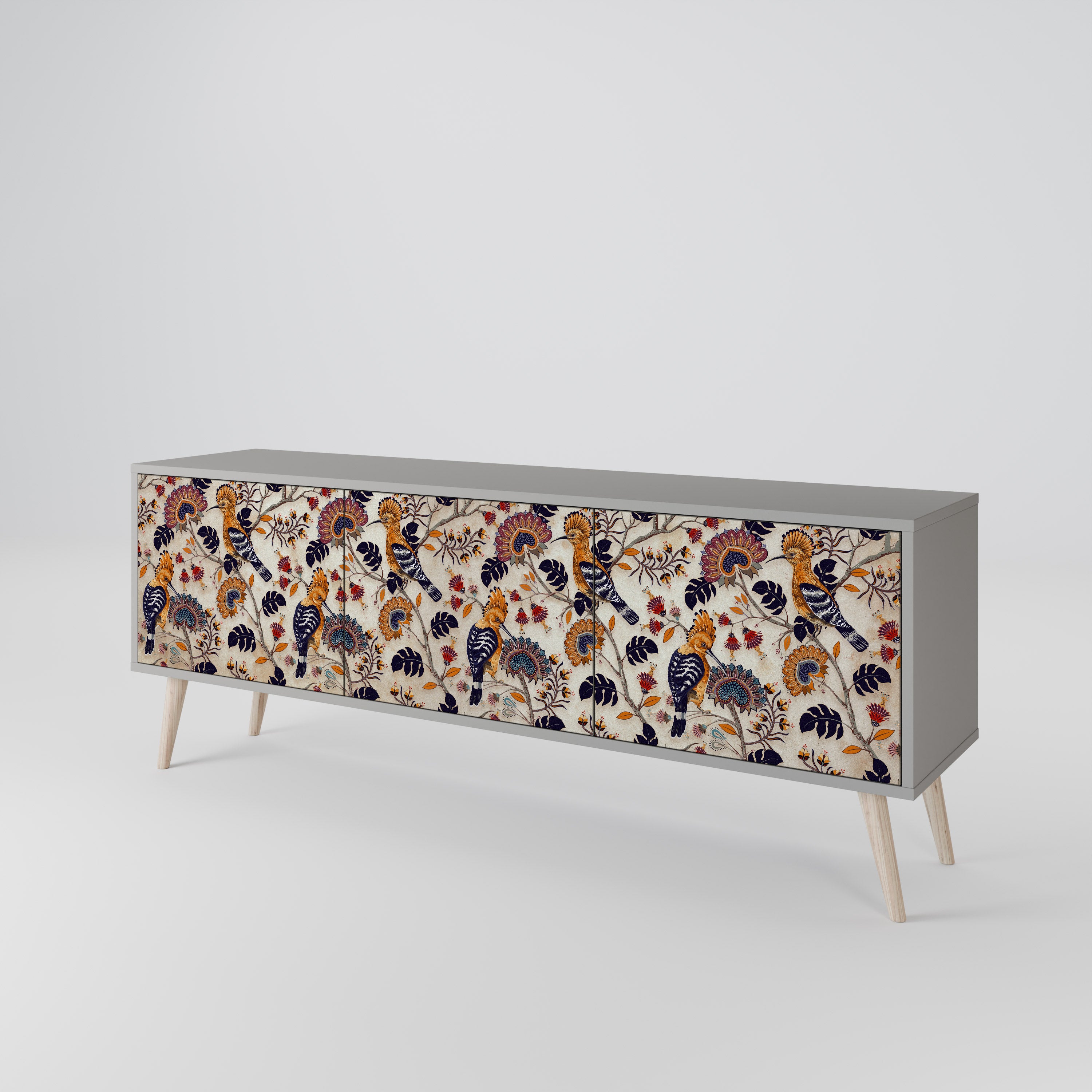 EMINENT HOOPOE 3-Door TV Stand in Grey Finish