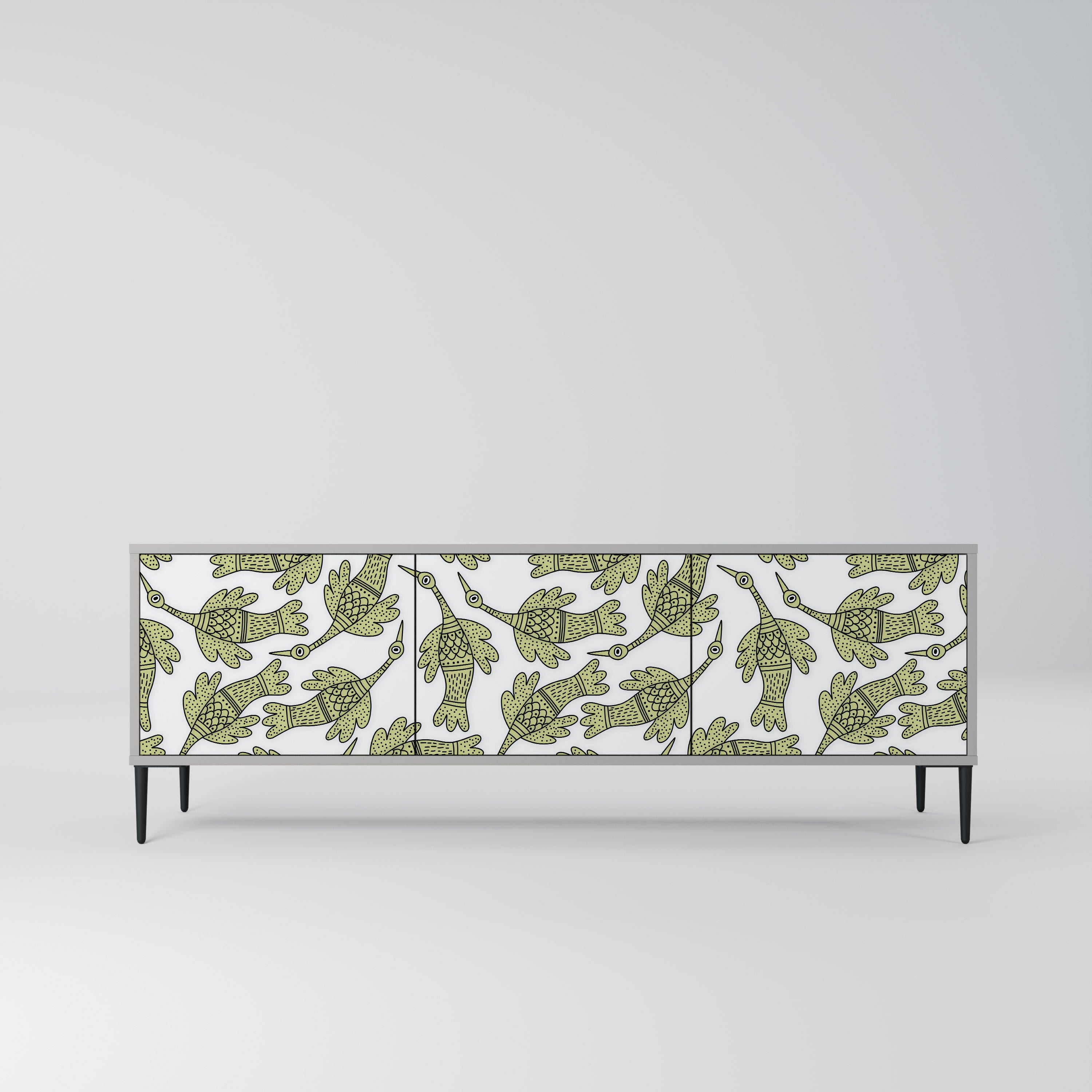 SEEDLING SONGBIRD 3-Door TV Stand in Grey Finish