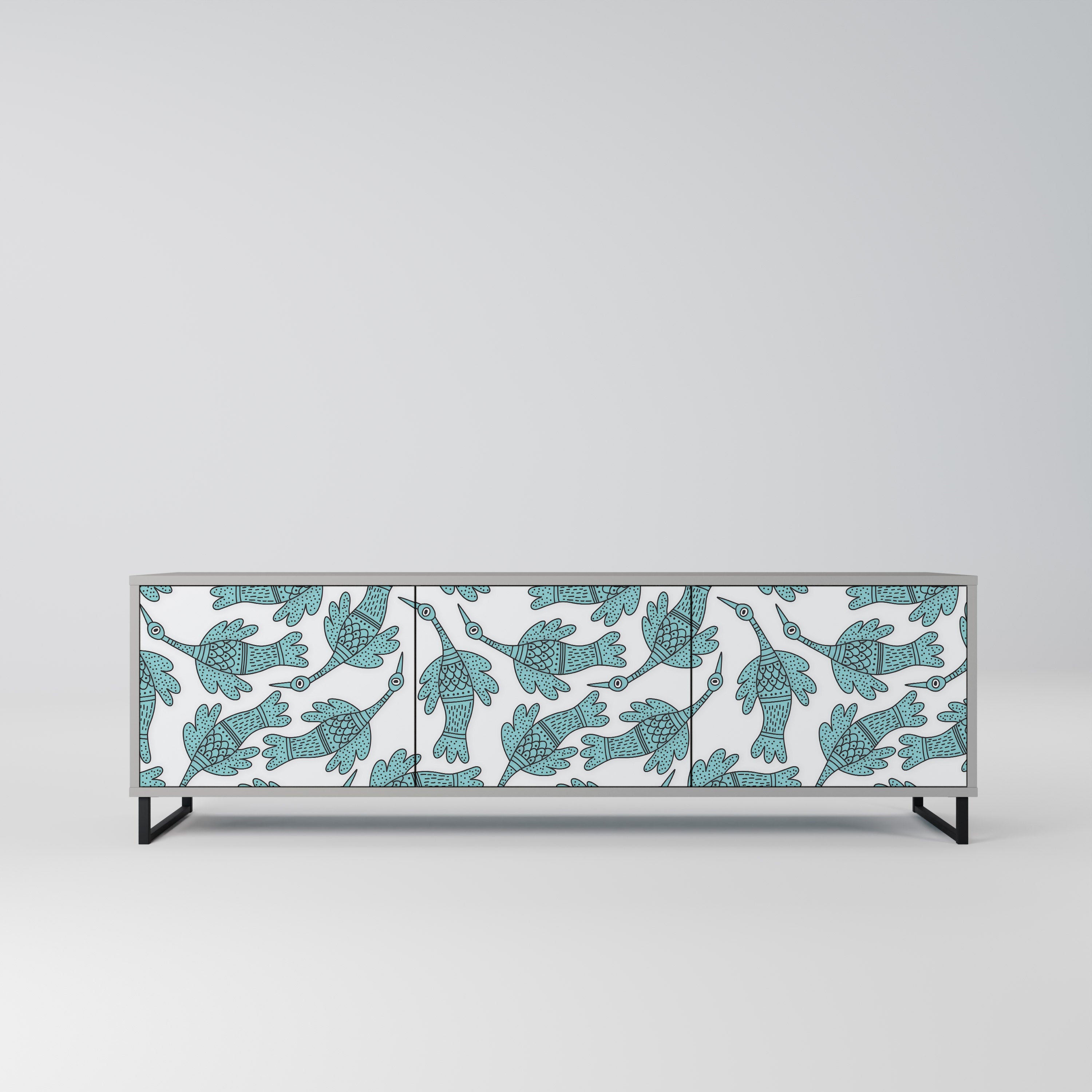 WATERSPOUT SONGIBIRD 3-Door TV Stand in Grey Finish