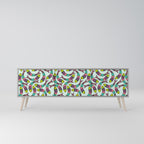 INDIAN FISH Mueble de TV de 3 Puertas en Acabado Gris