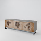 STEAMPUNK CLAN Mueble de TV de 3 Puertas en Acabado Gris