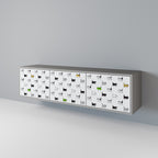 CATS COMPILATION Mueble de TV de 3 Puertas en Acabado Gris