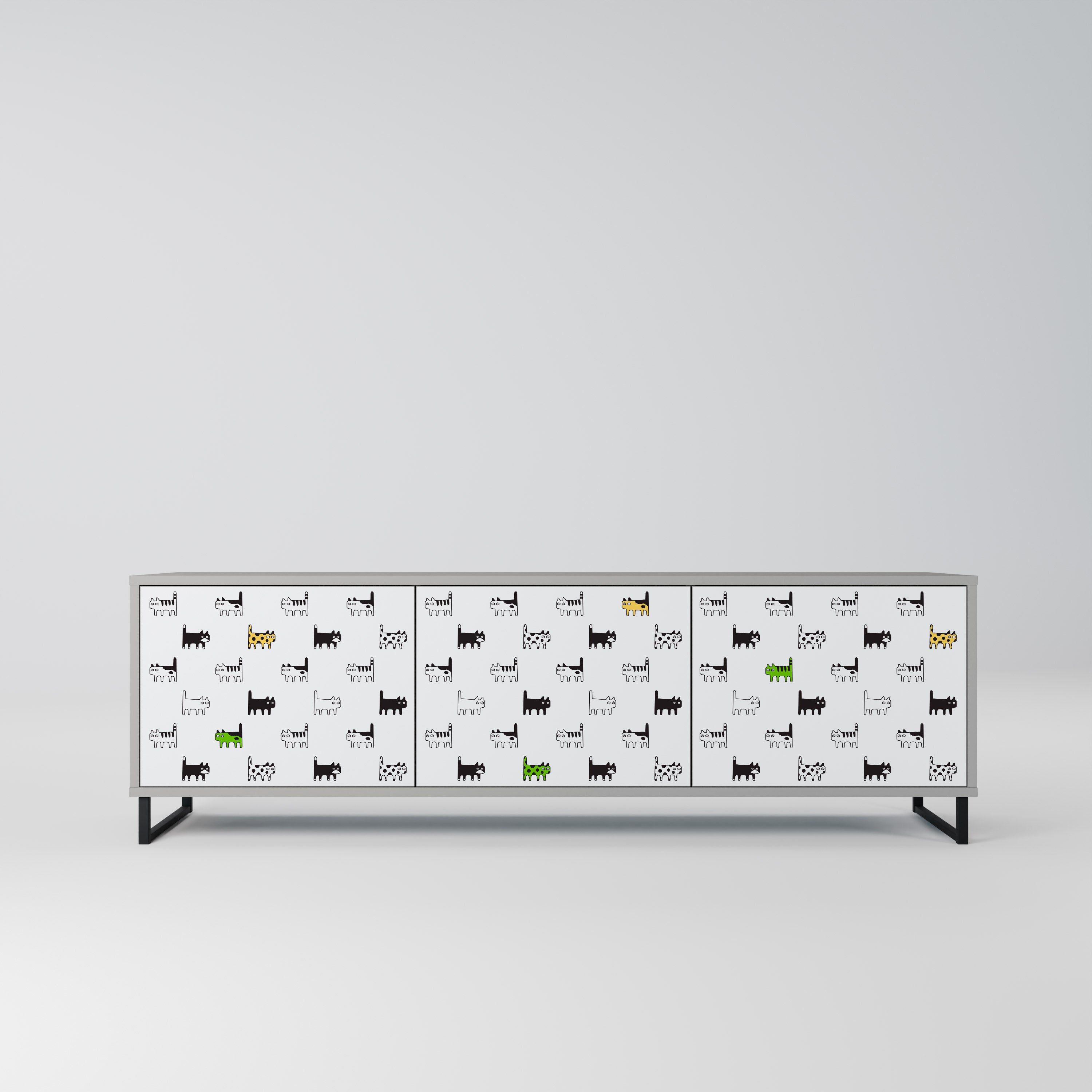 CATS COMPILATION 3-Door TV Stand in Grey Finish