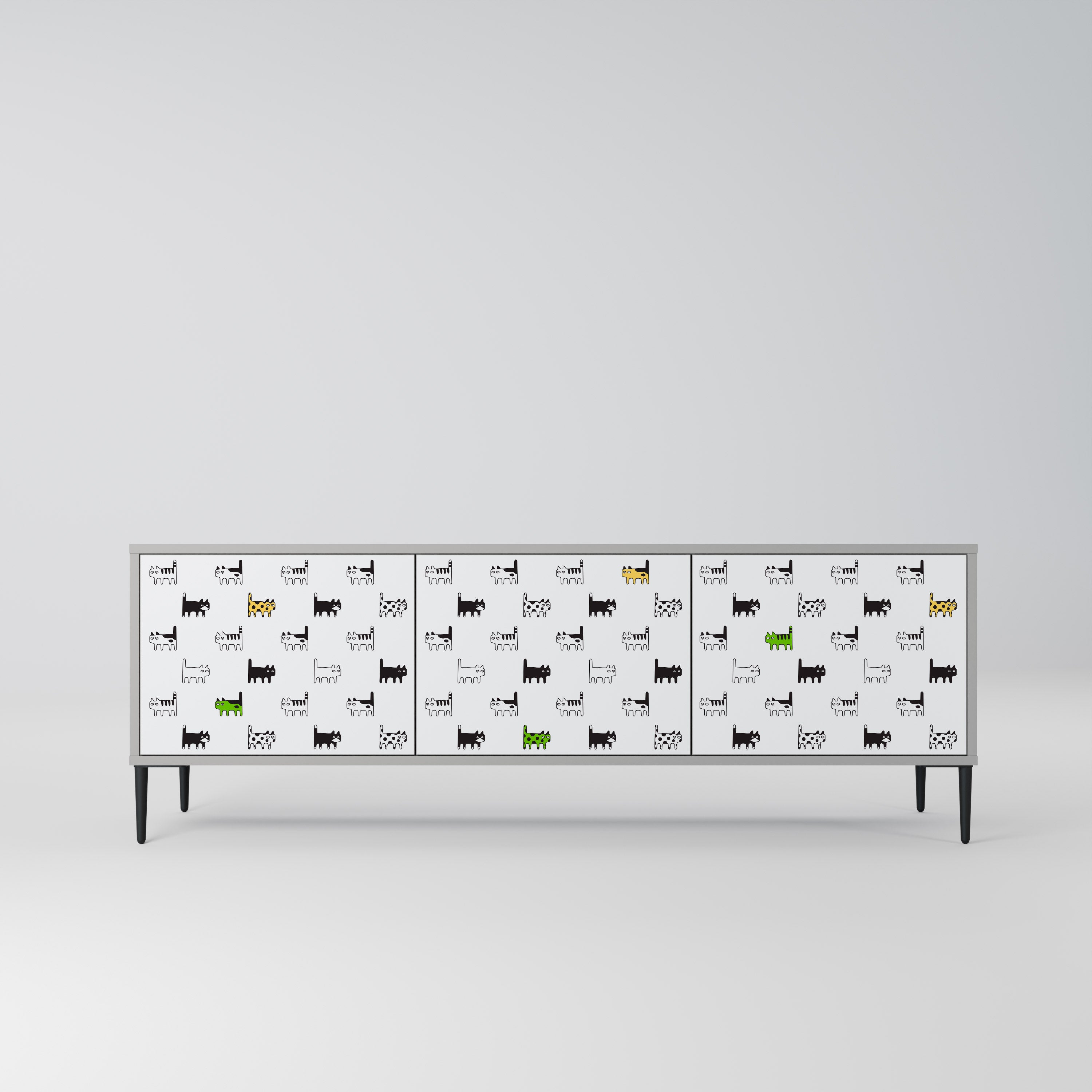 CATS COMPILATION 3-Door TV Stand in Grey Finish