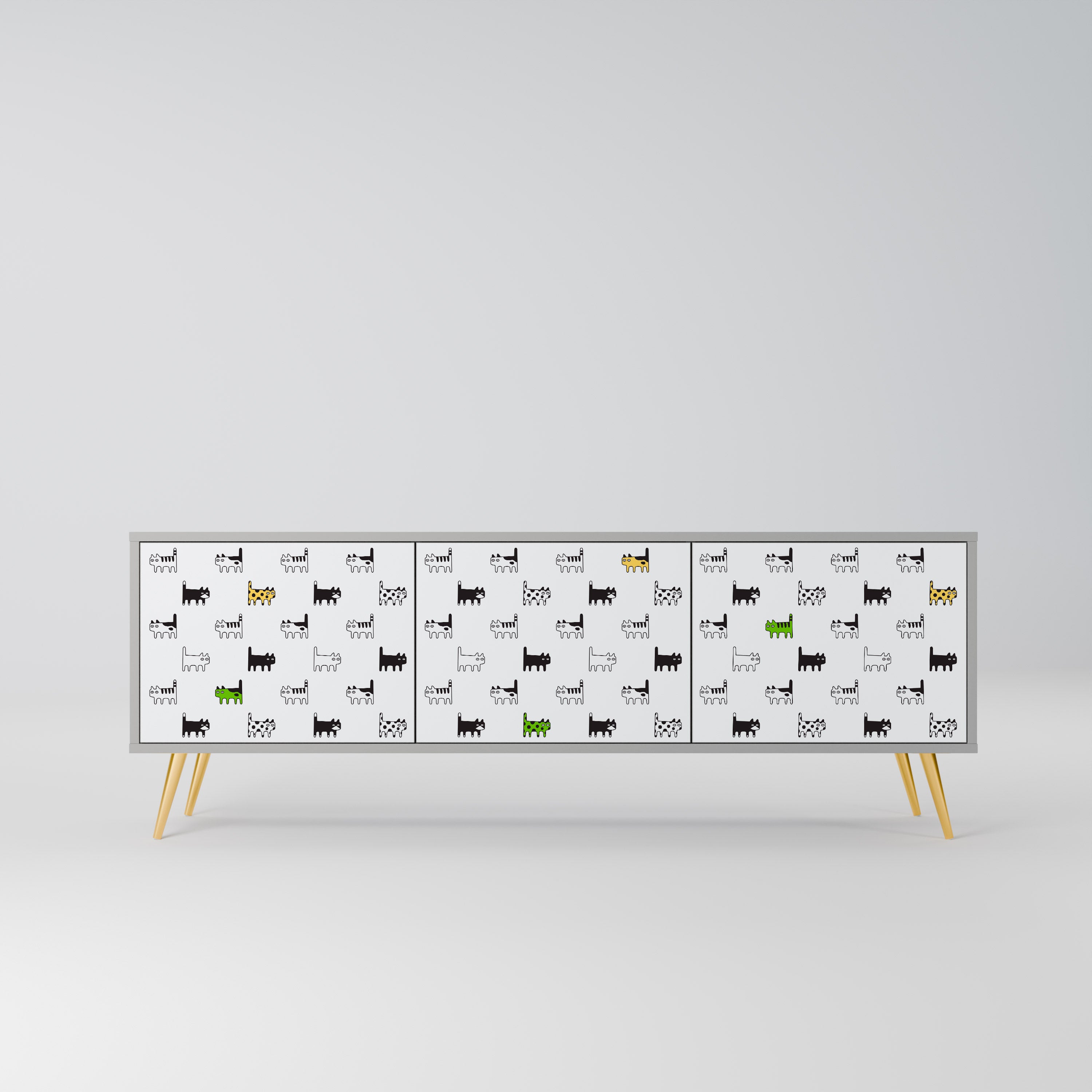 CATS COMPILATION 3-Door TV Stand in Grey Finish
