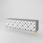 CATS COMPILATION Mueble de TV de 3 Puertas en Acabado Gris