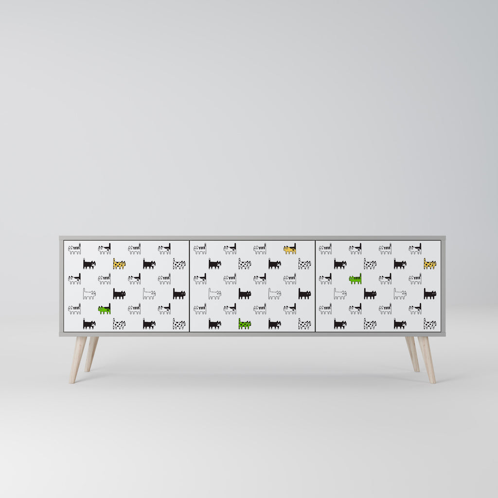 CATS COMPILATION 3-Door TV Stand in Grey Finish