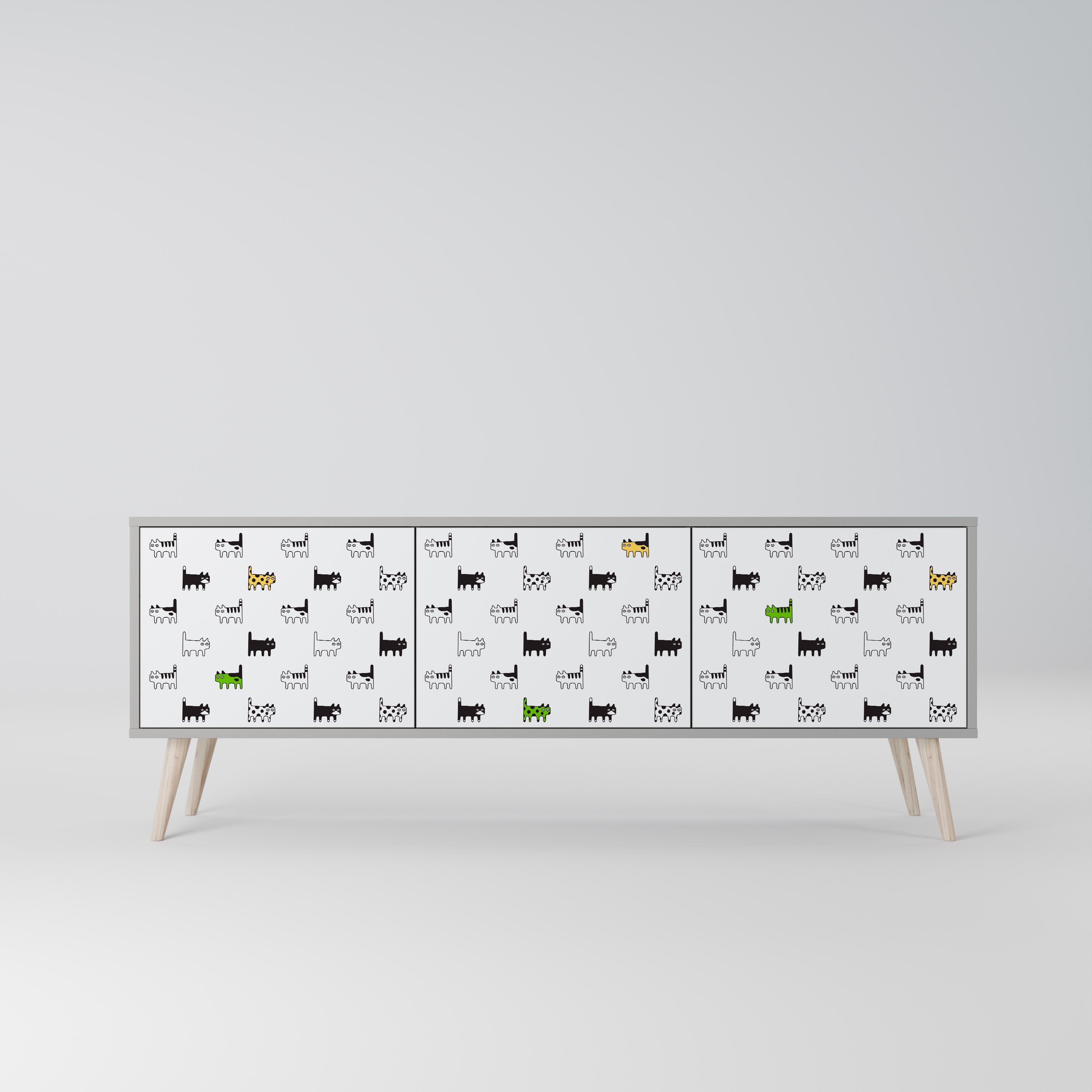 CATS COMPILATION 3-Door TV Stand in Grey Finish