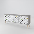 CATS COMPILATION Mueble de TV de 3 Puertas en Acabado Gris