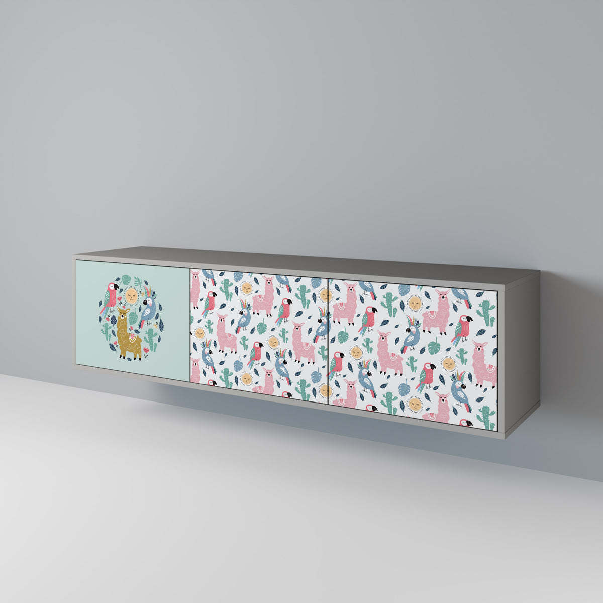 COLORFUL ALPACAS 3-Door TV Cabinet