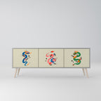 MYTHOLOGICAL CREATURES Mueble de TV de 3 Puertas en Acabado Gris