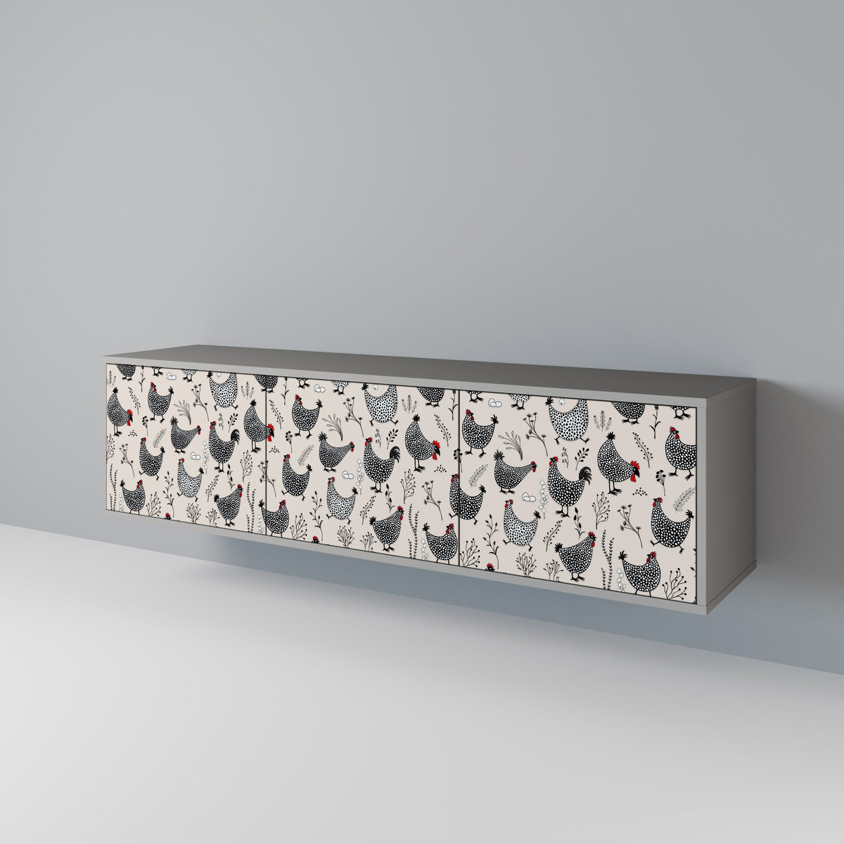 HAPPY HENS 3-Door TV Cabinet