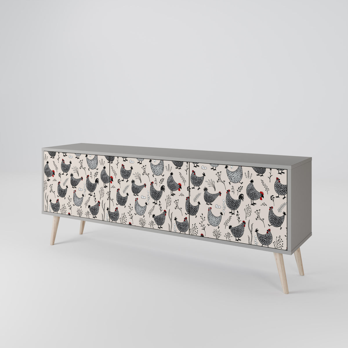 HAPPY HENS 3-Door TV Cabinet