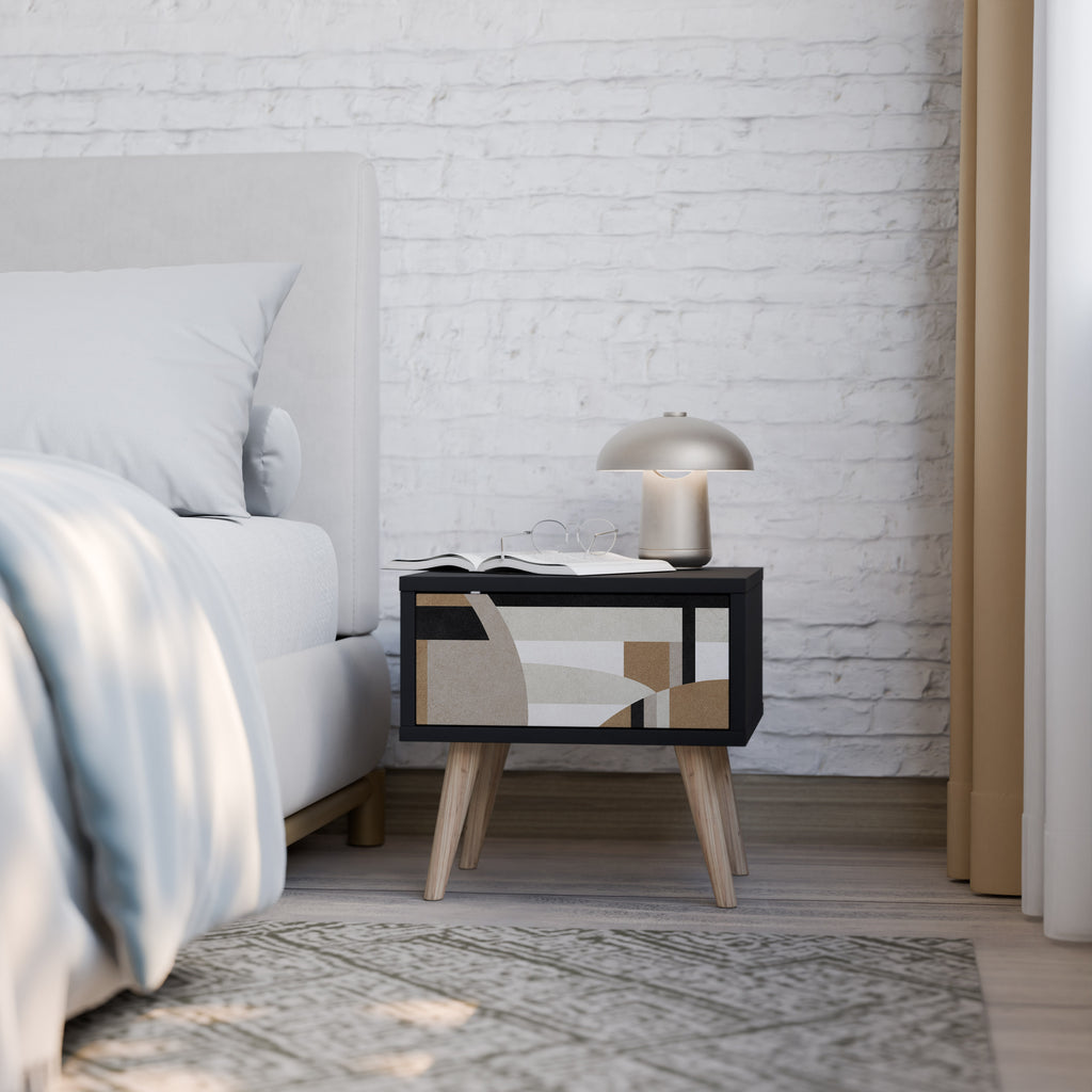 DELICATE MEMENTO Nightstand in Black Finish