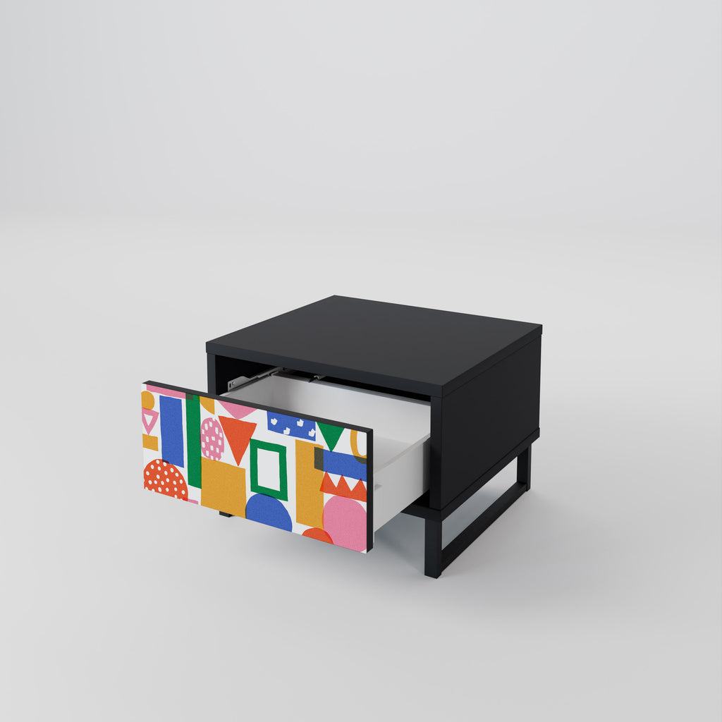 GEOMETRIC GLIMMER Nightstand in Black Finish