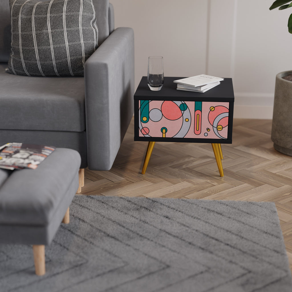GOSSAMER ECHOES Nightstand in Black Finish