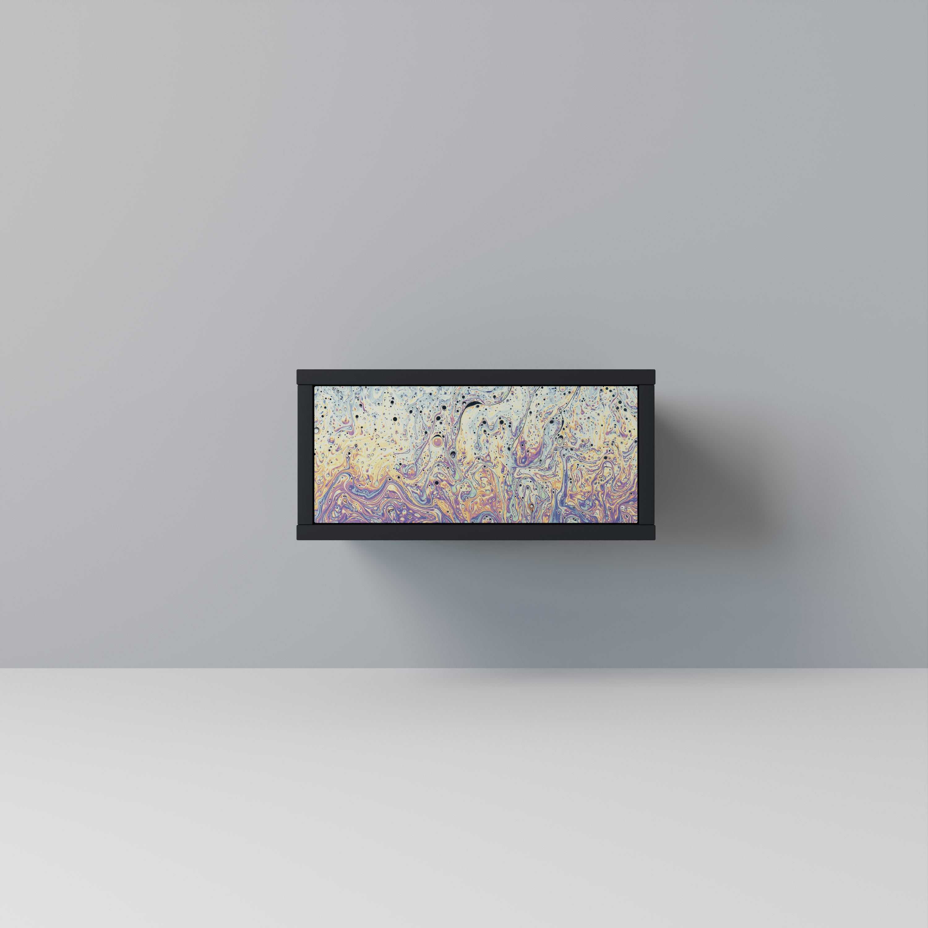 Mesita de noche MOSAICO DE COLORES en acabado negro