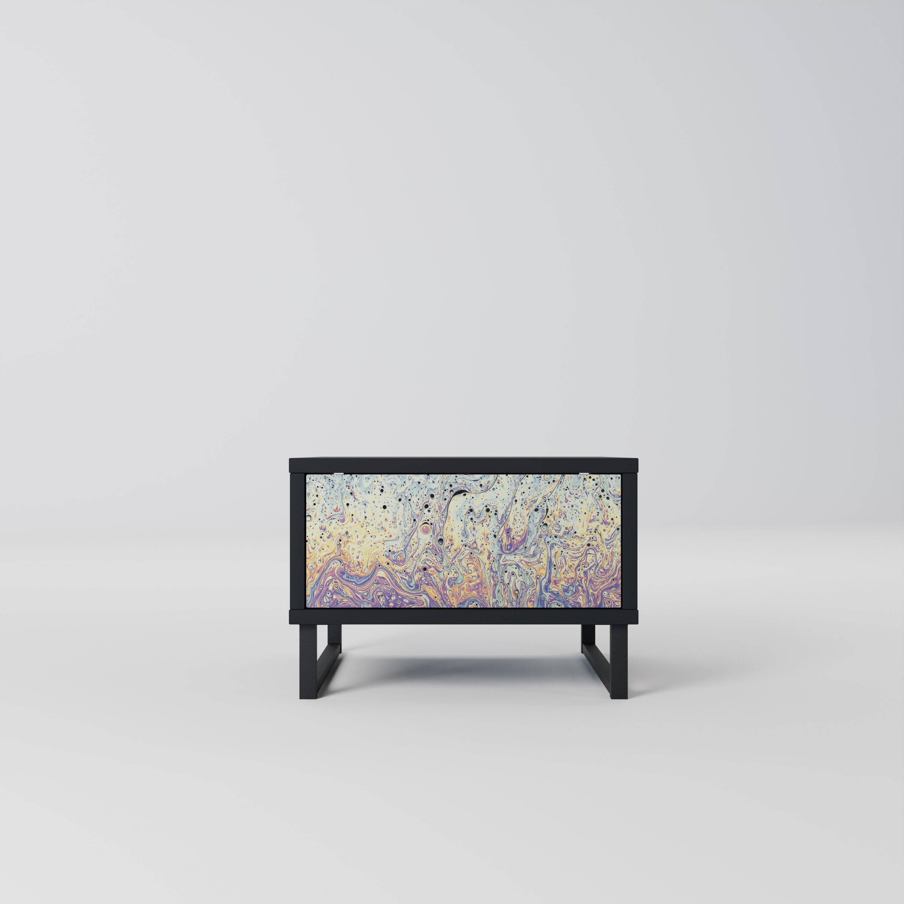 Mesita de noche MOSAICO DE COLORES en acabado negro