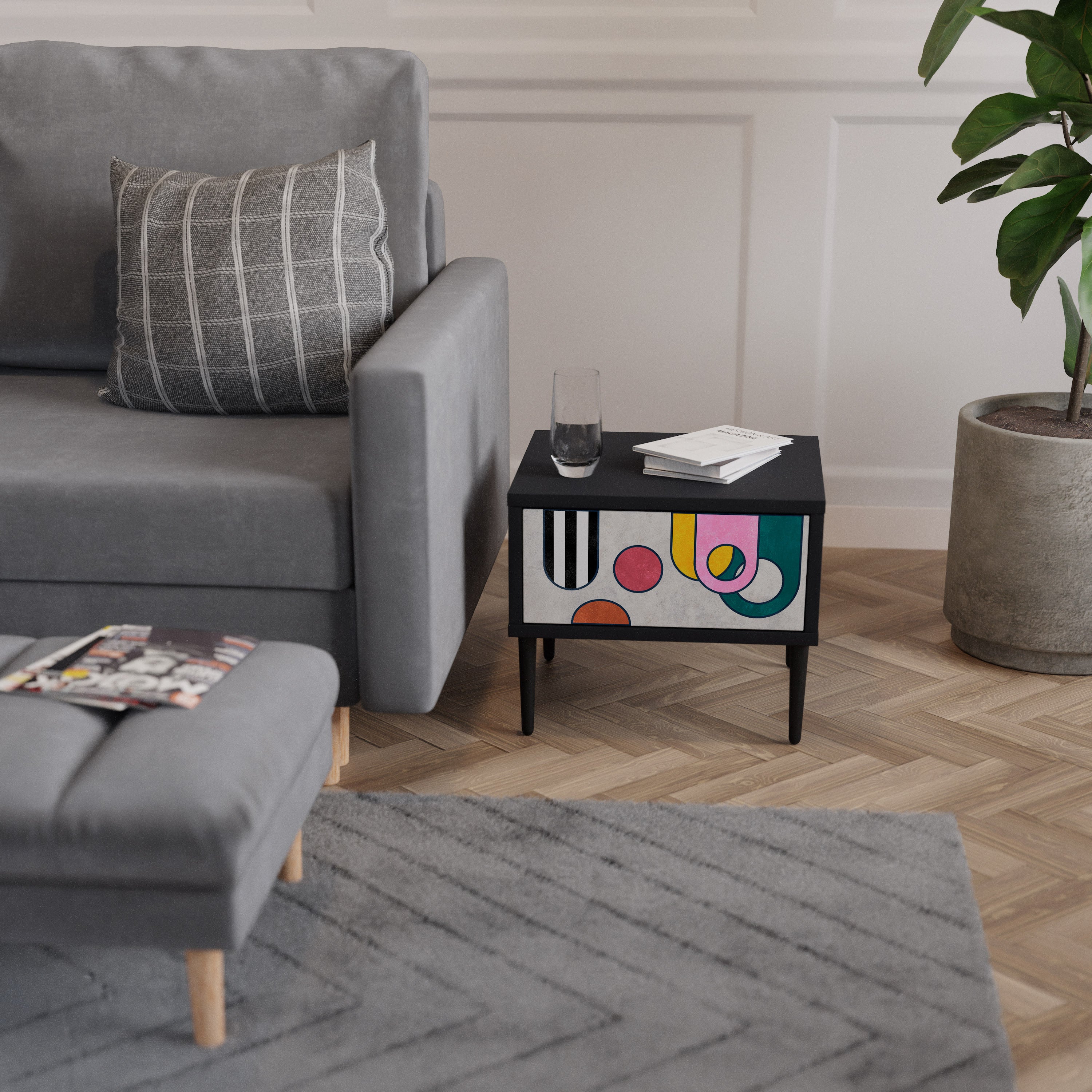 COOL STORY Nightstand in Black Finish