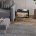 WATERCOLOUR PEAKS Mesita de Noche en Acabado Negro