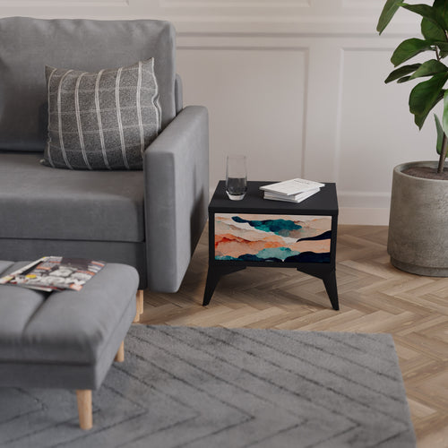 ABSTRACT LANDSCAPE Nightstand in Black Finish