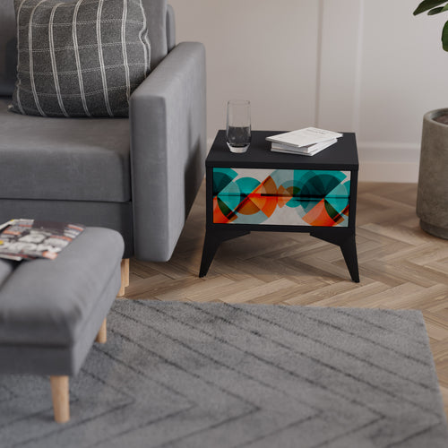 CIRCULAR RHAPSODY Mesita de Noche en Acabado Negro