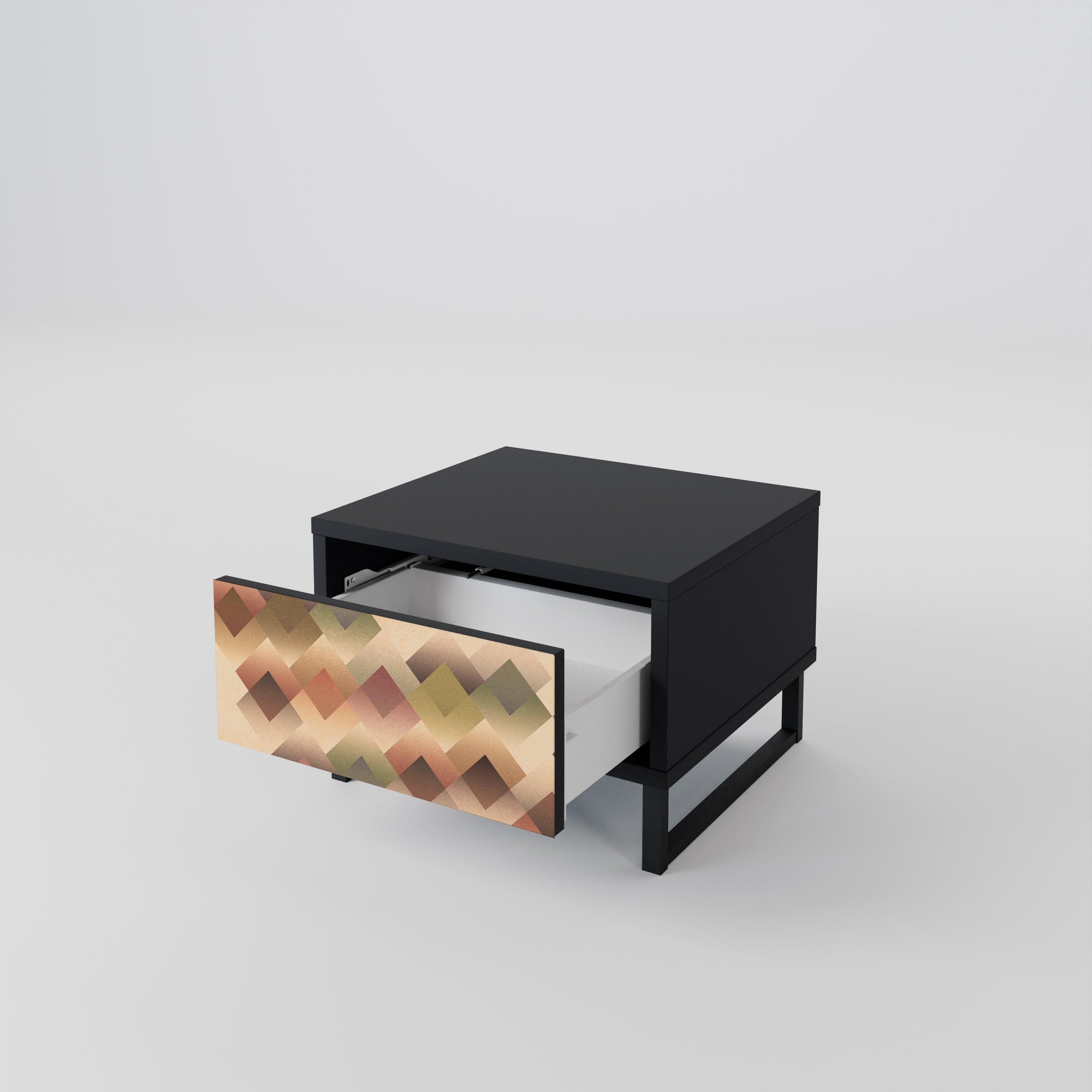 Mesita de noche GEOMETRIC FUSION en acabado negro