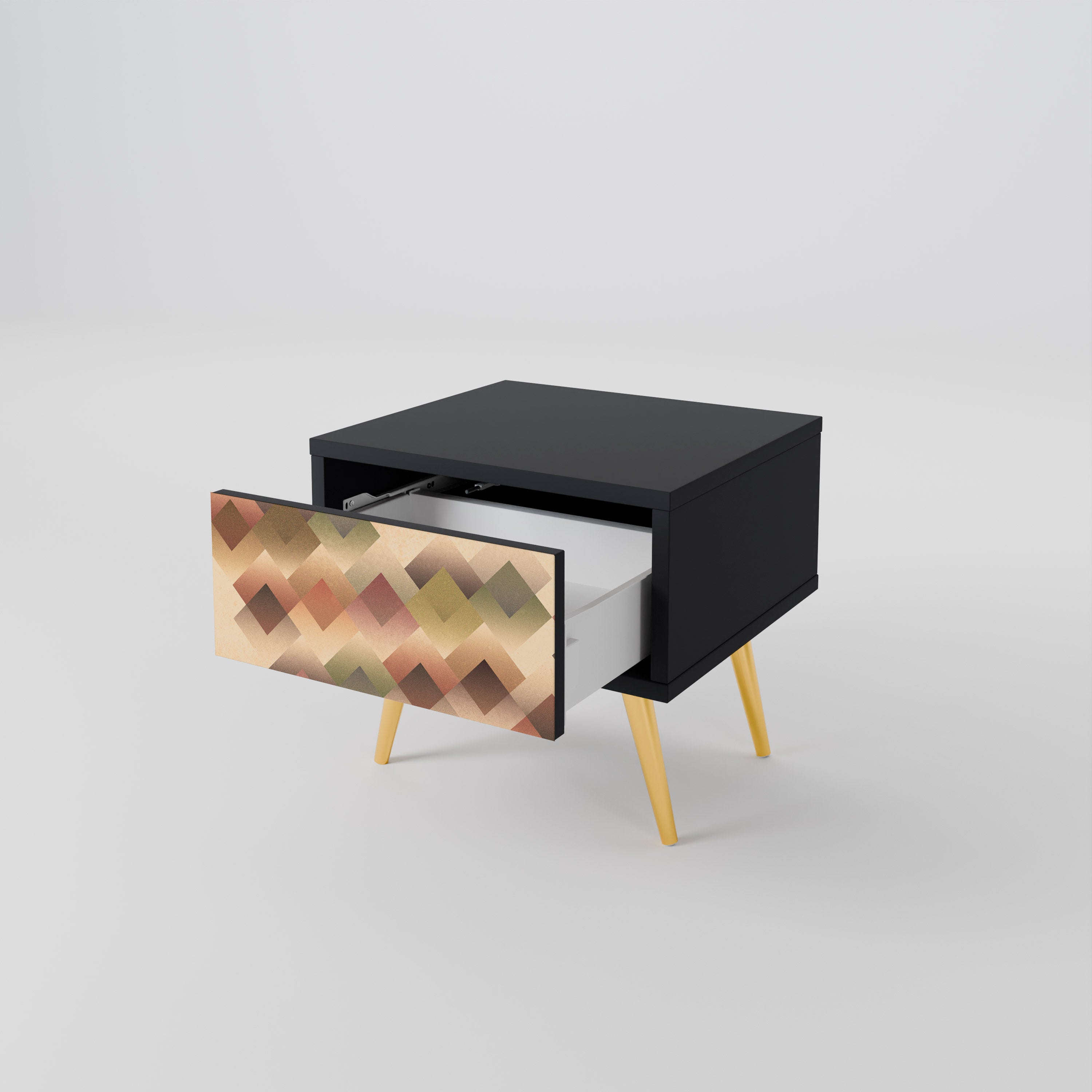 Mesita de noche GEOMETRIC FUSION en acabado negro