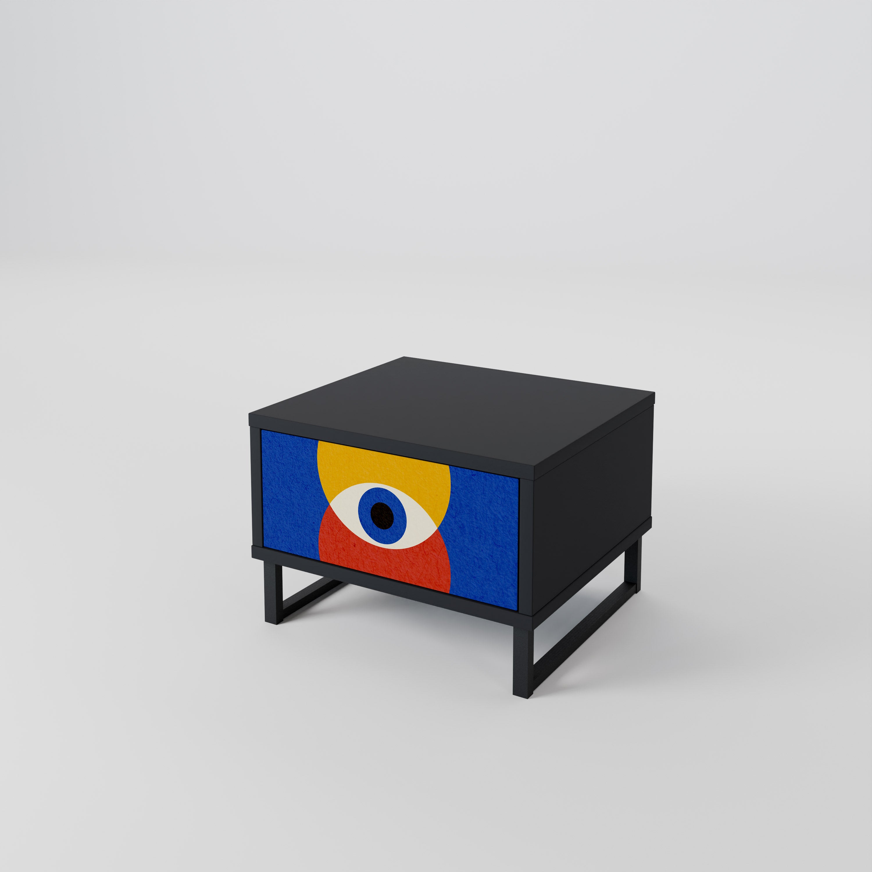 Mesita de noche GEOMETRIC EYES en acabado negro