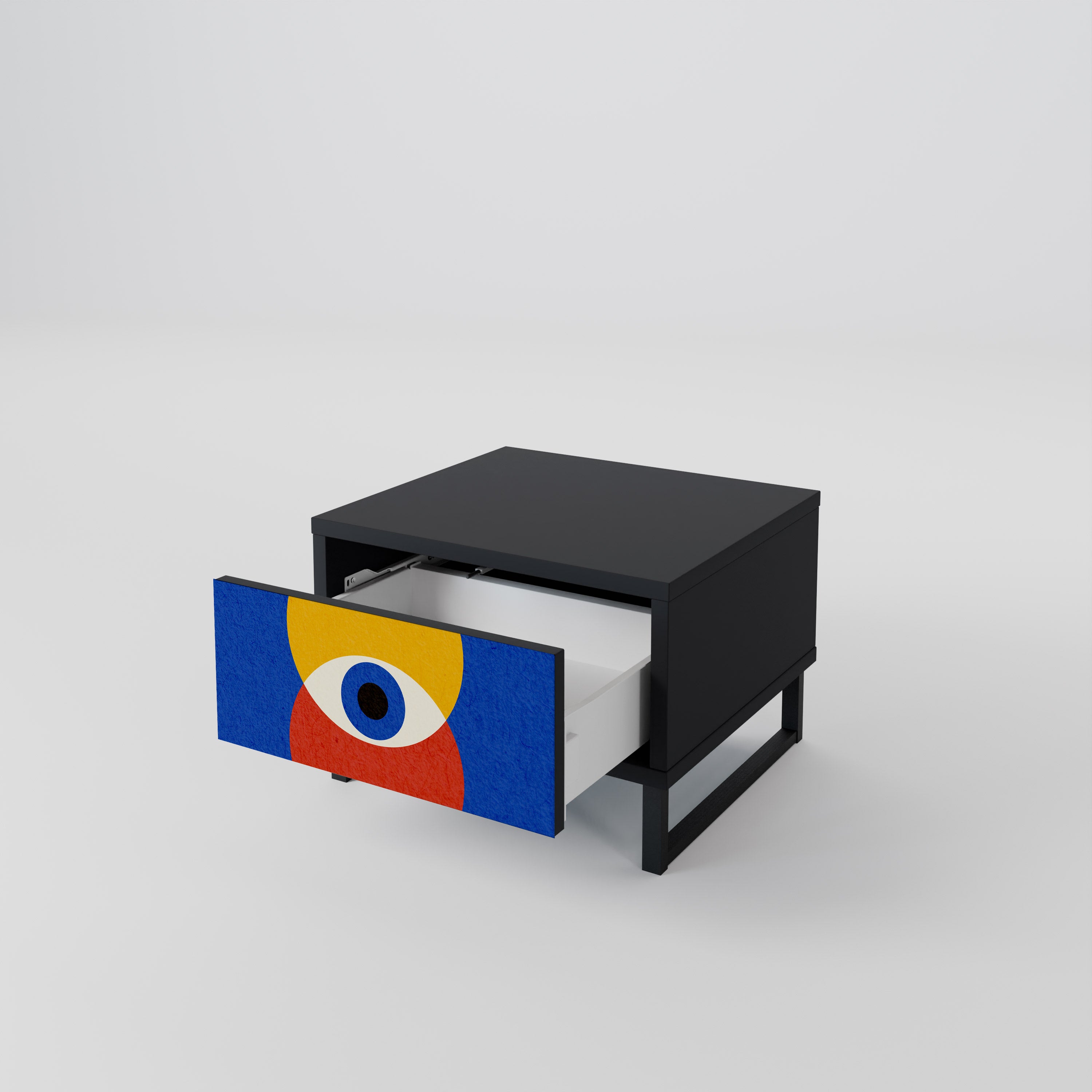 Mesita de noche GEOMETRIC EYES en acabado negro