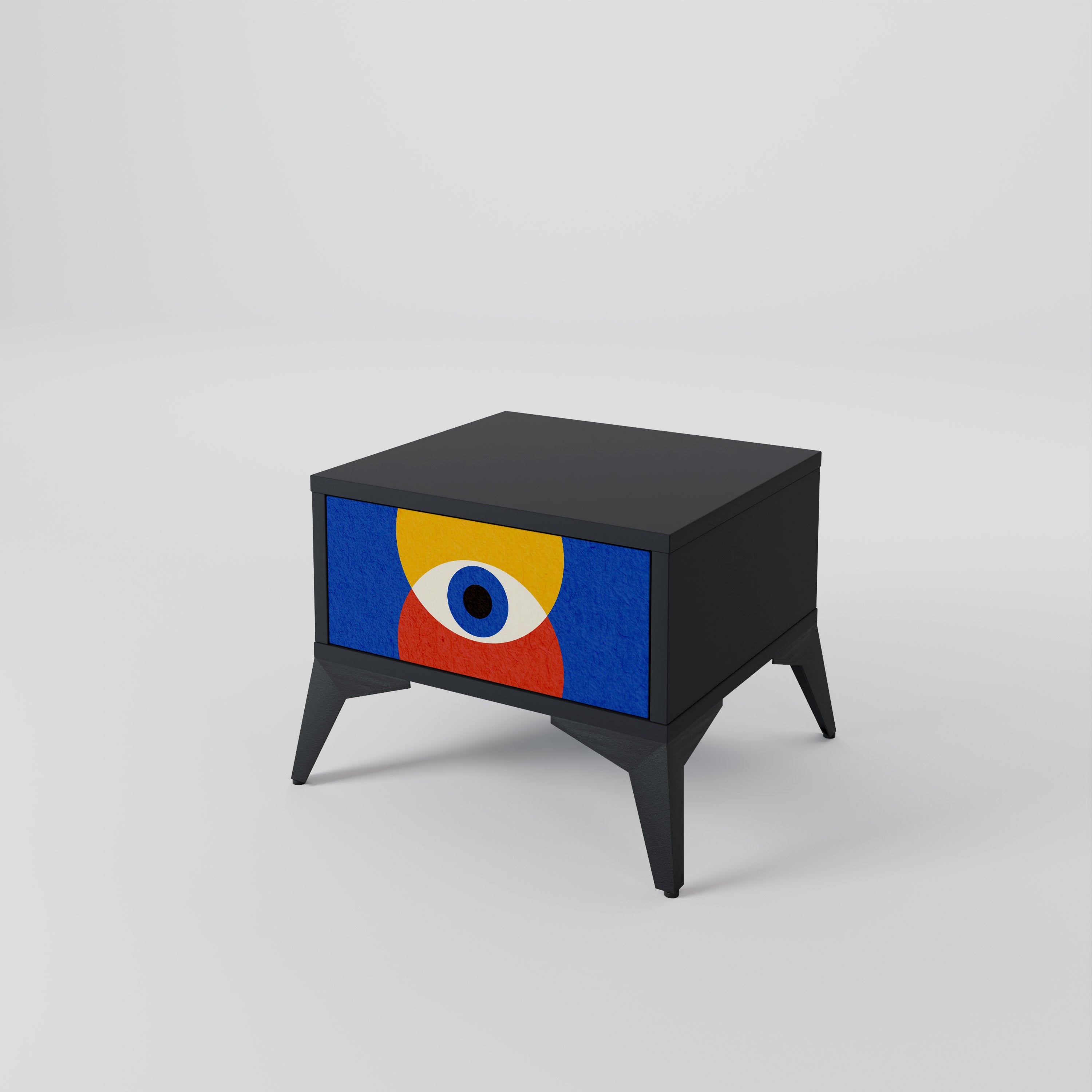 Mesita de noche GEOMETRIC EYES en acabado negro