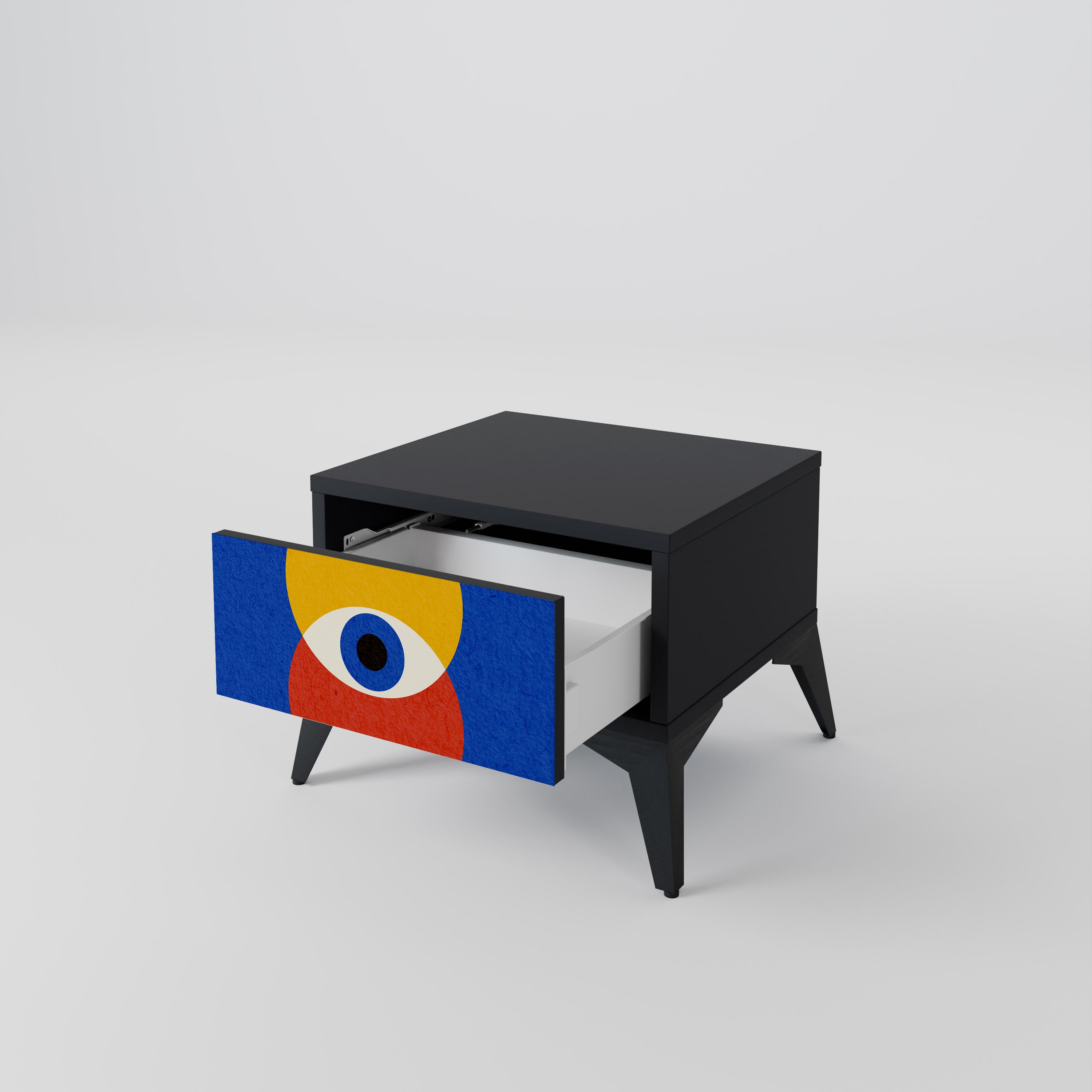 Mesita de noche GEOMETRIC EYES en acabado negro