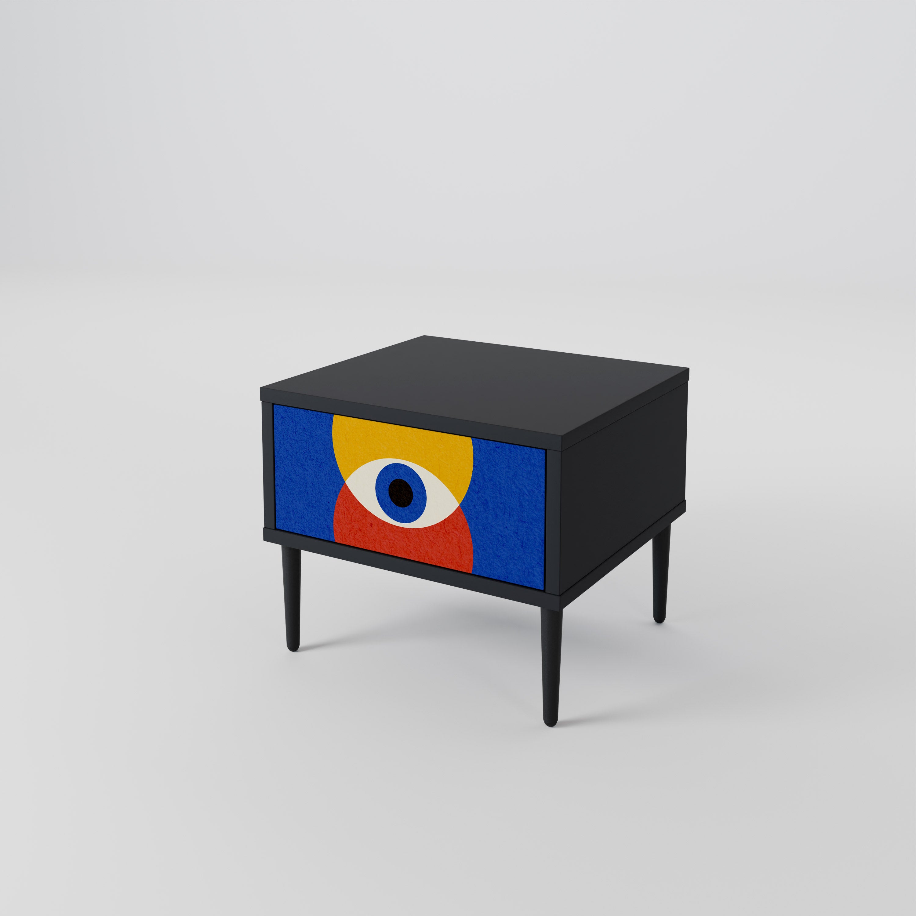 Mesita de noche GEOMETRIC EYES en acabado negro