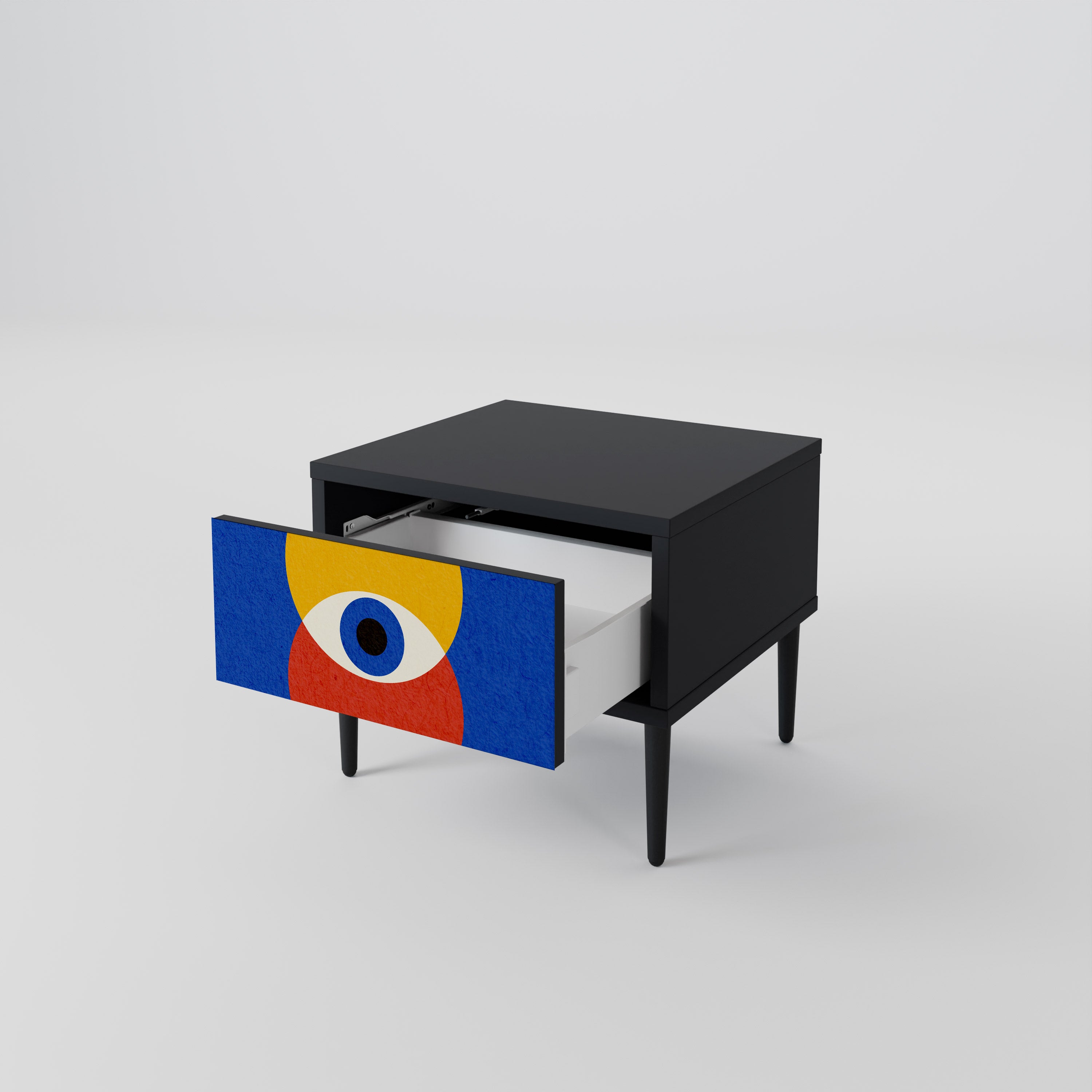Mesita de noche GEOMETRIC EYES en acabado negro