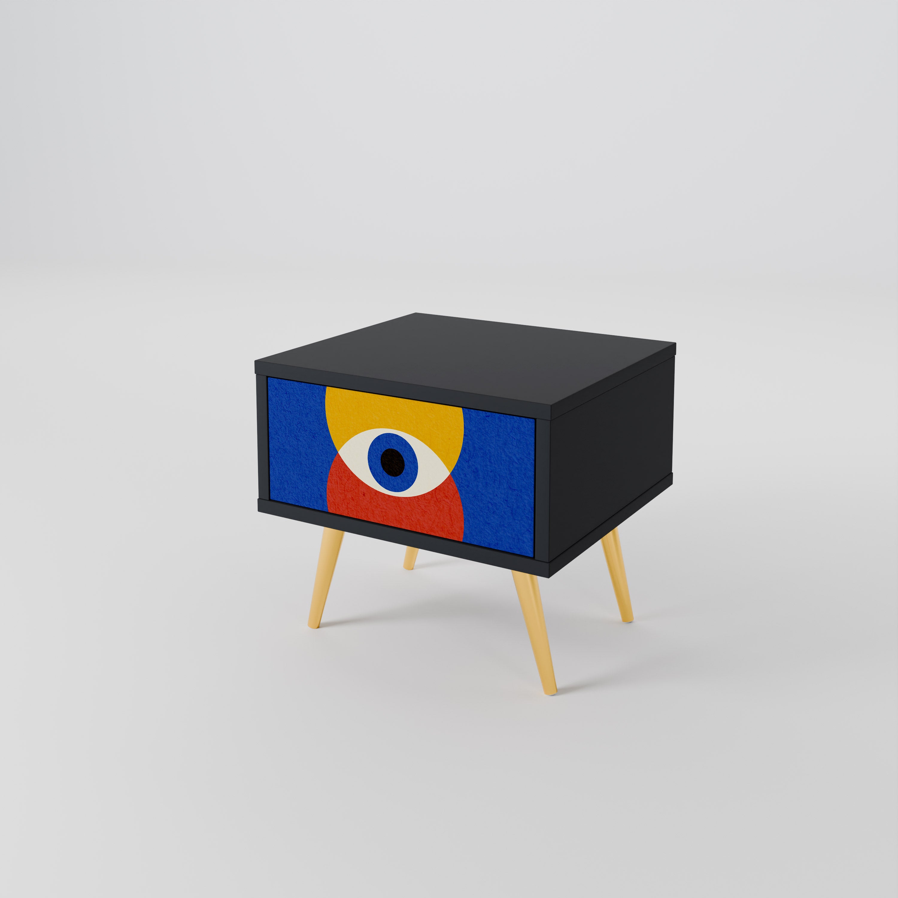 Mesita de noche GEOMETRIC EYES en acabado negro
