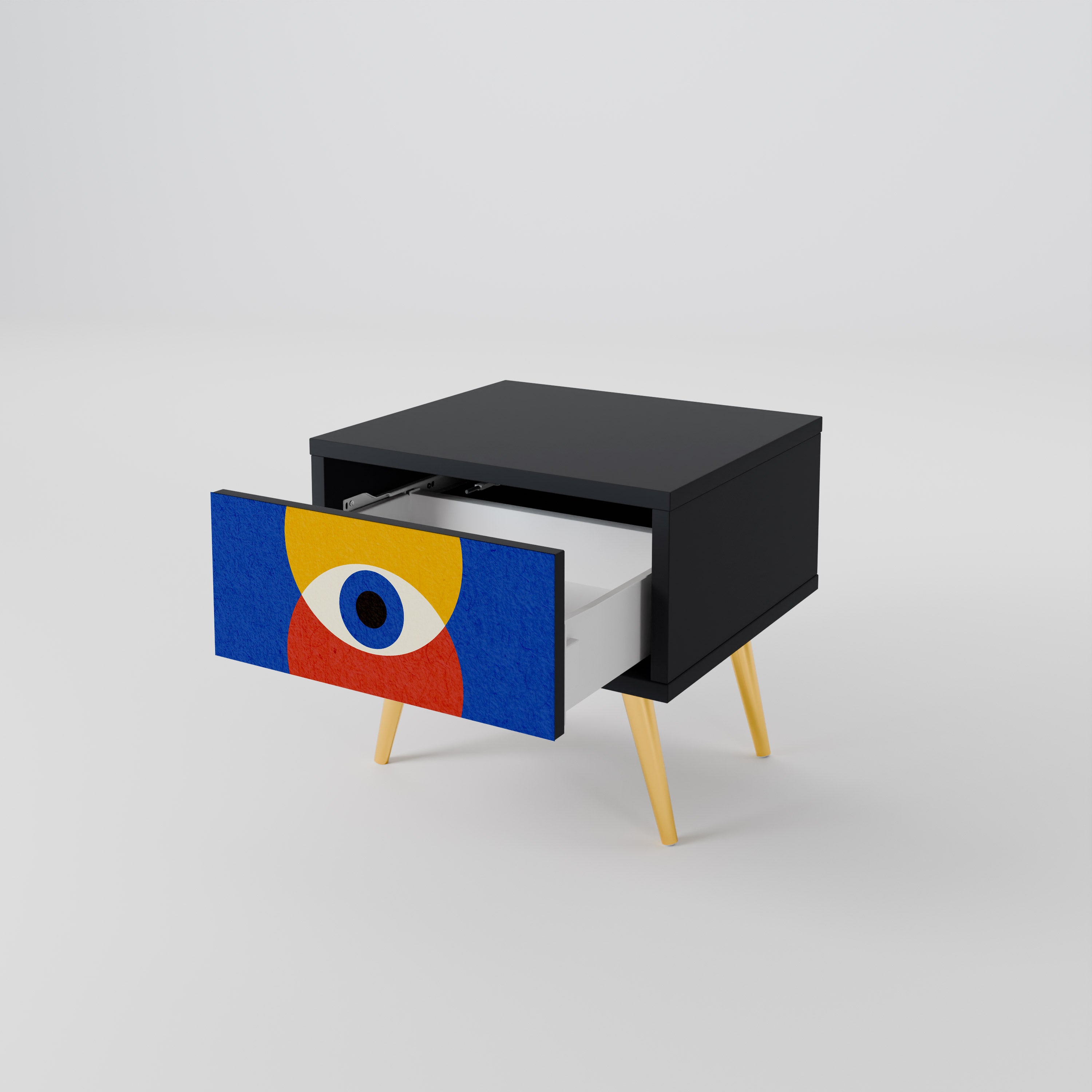 Mesita de noche GEOMETRIC EYES en acabado negro