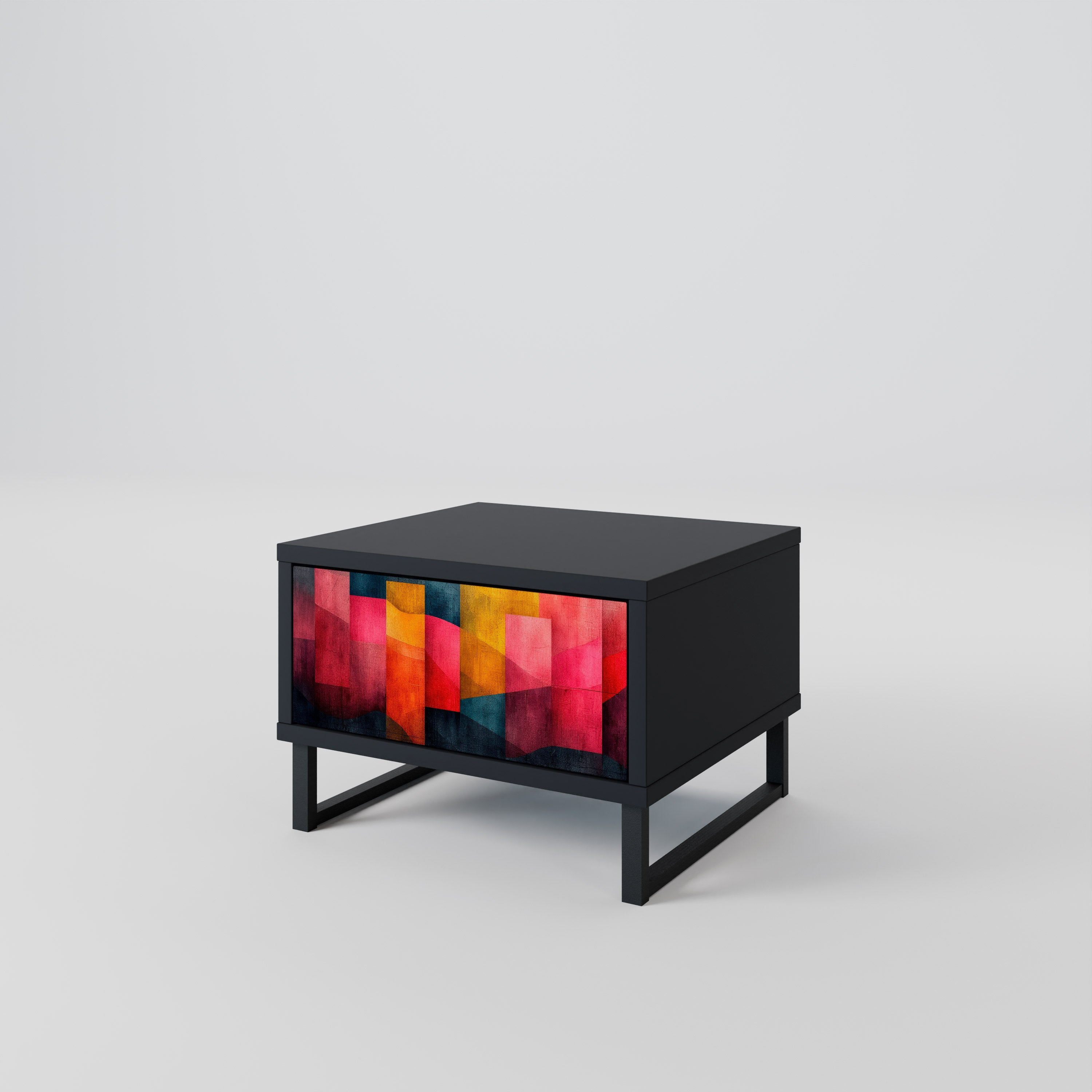 SONIDOS COLORIDOS Mesita de noche en acabado negro