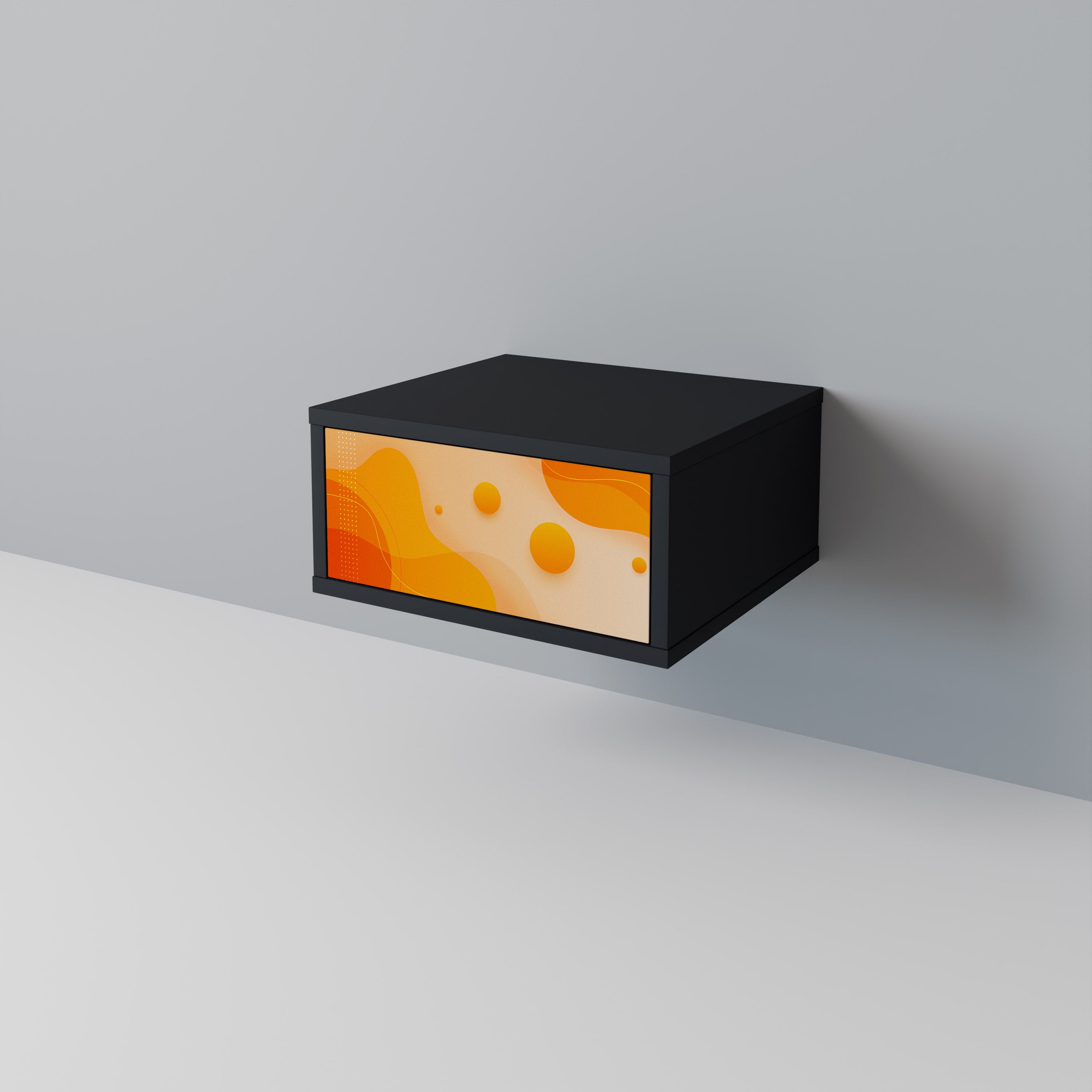 ORANGE ARRANGEMENT Nightstand in Black Finish