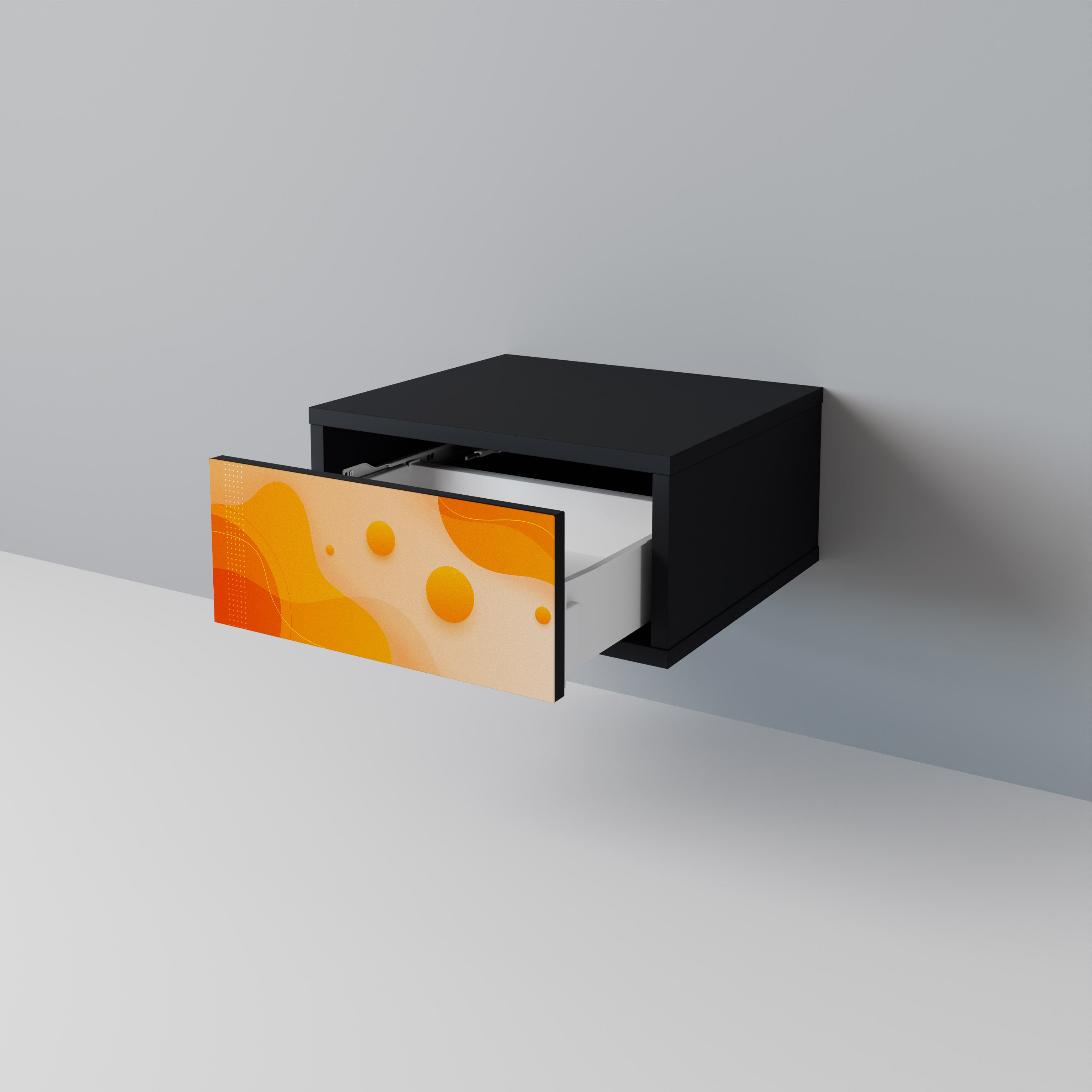 ORANGE ARRANGEMENT Nightstand in Black Finish