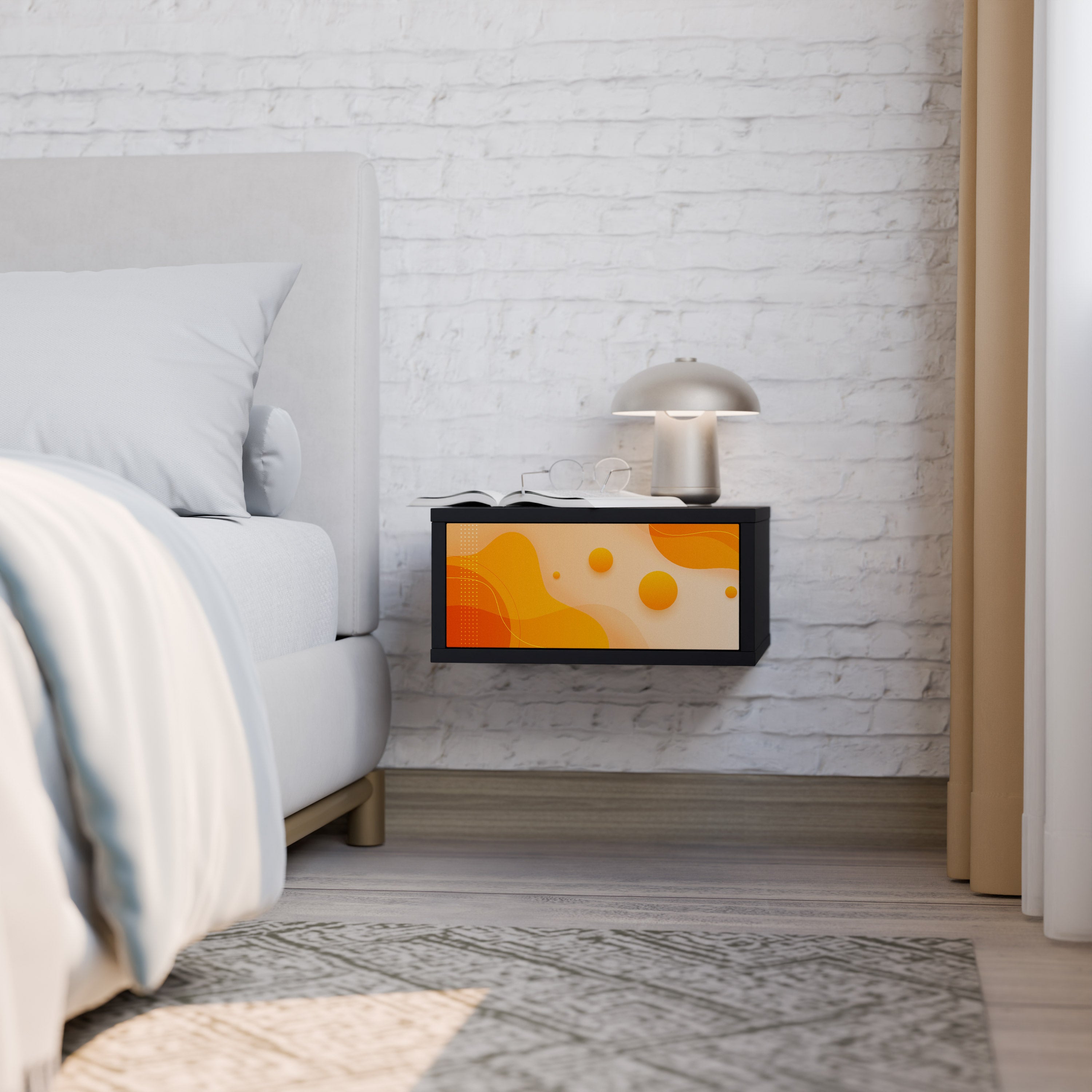 ORANGE ARRANGEMENT Nightstand in Black Finish