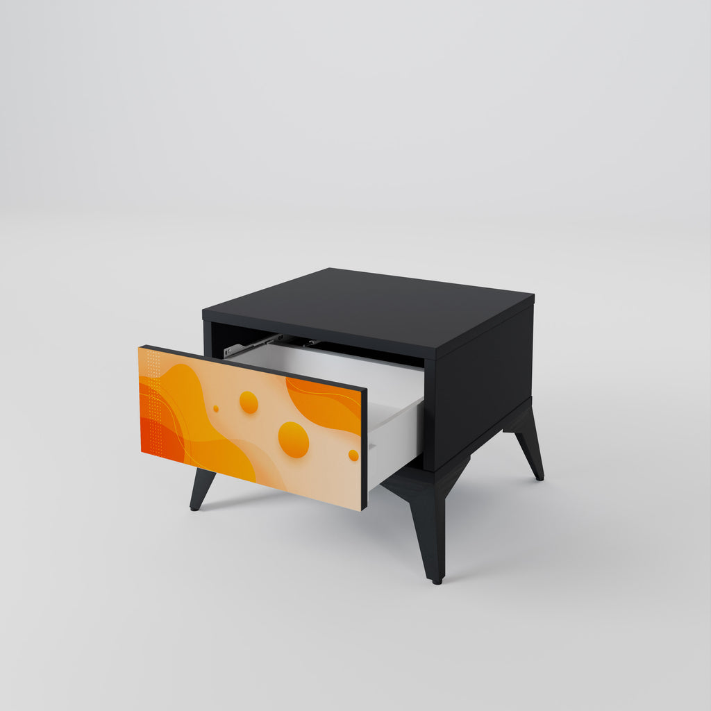 ORANGE ARRANGEMENT Nightstand in Black Finish