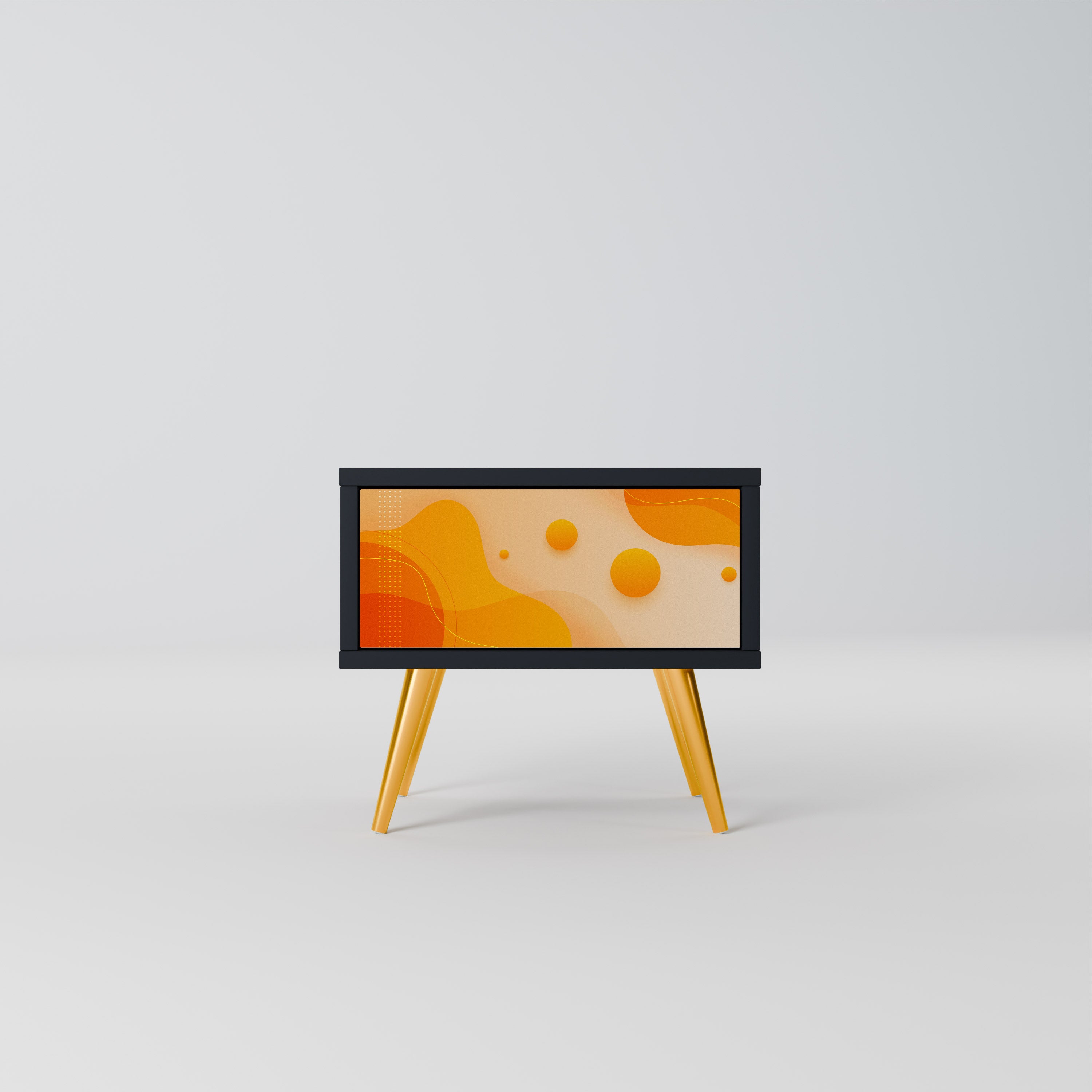 ORANGE ARRANGEMENT Nightstand in Black Finish