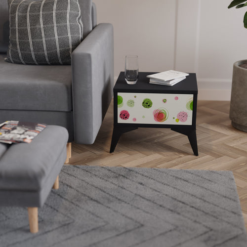 COLORFUL COSMOS Mesita de Noche en Acabado Negro