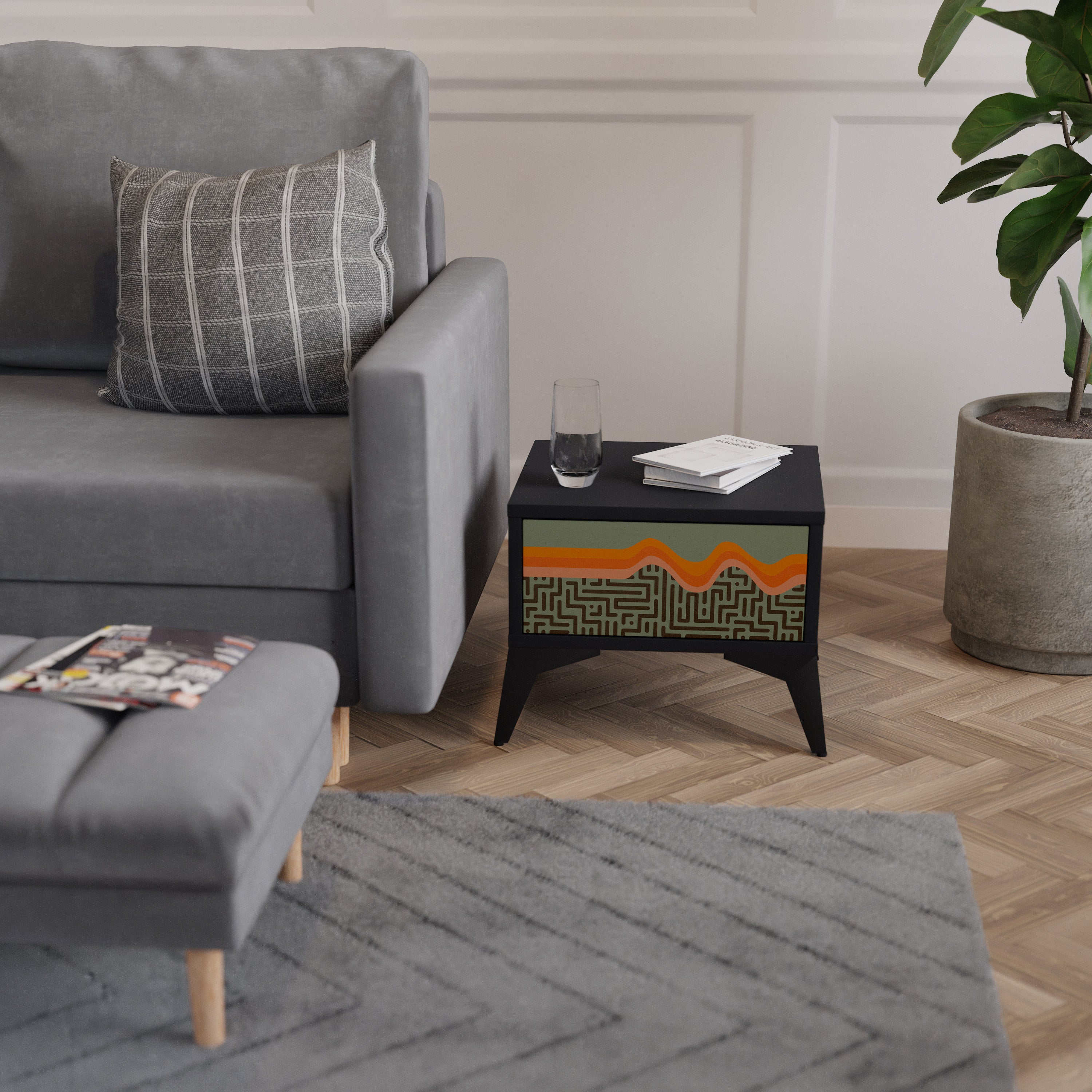 SIMPLE SOLUTIONS Nightstand in Black Finish
