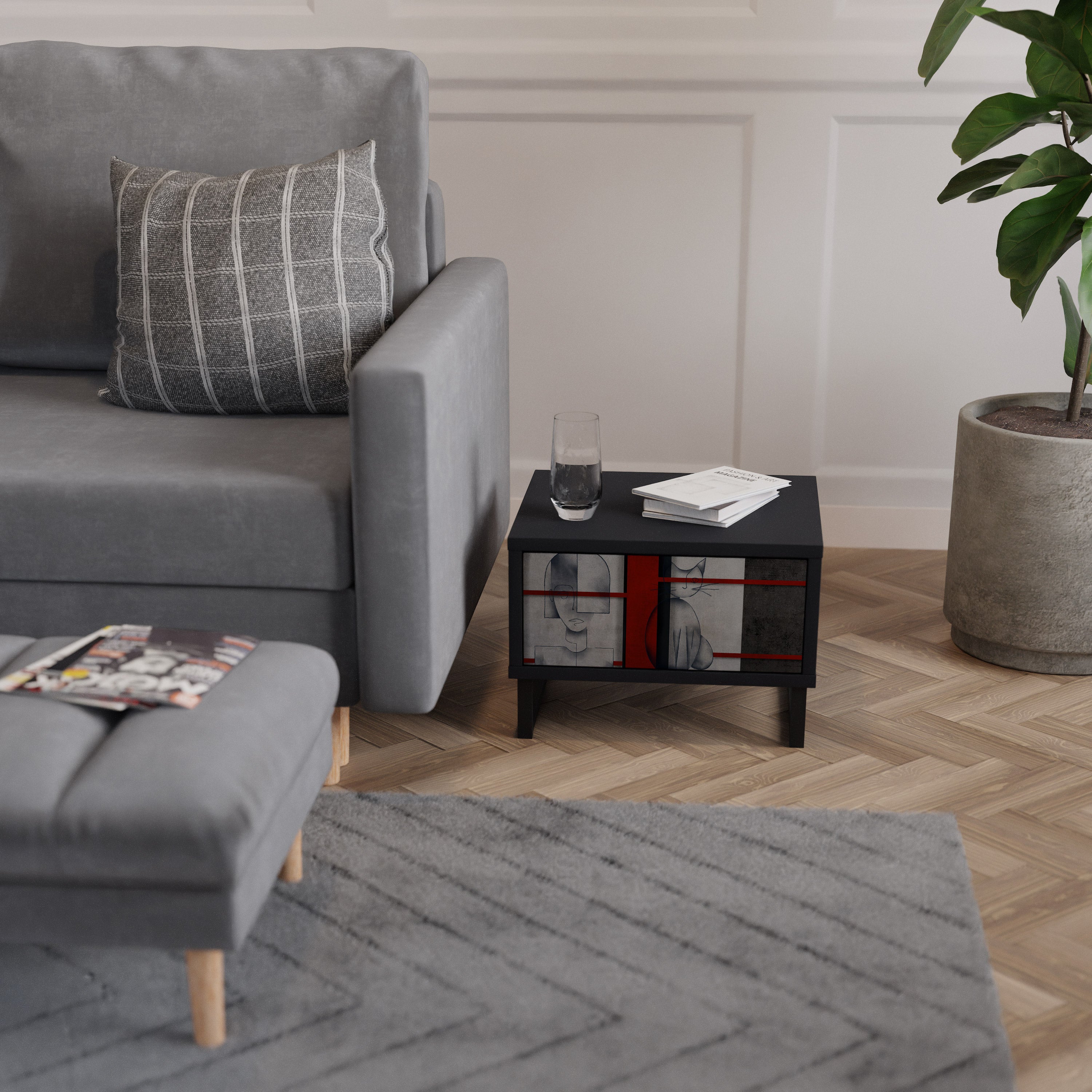 GRAY FIGURES Nightstand in Black Finish