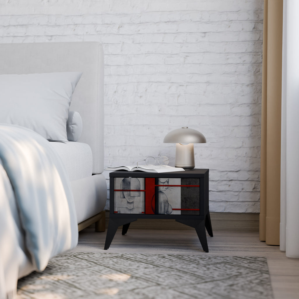 GRAY FIGURES Nightstand in Black Finish