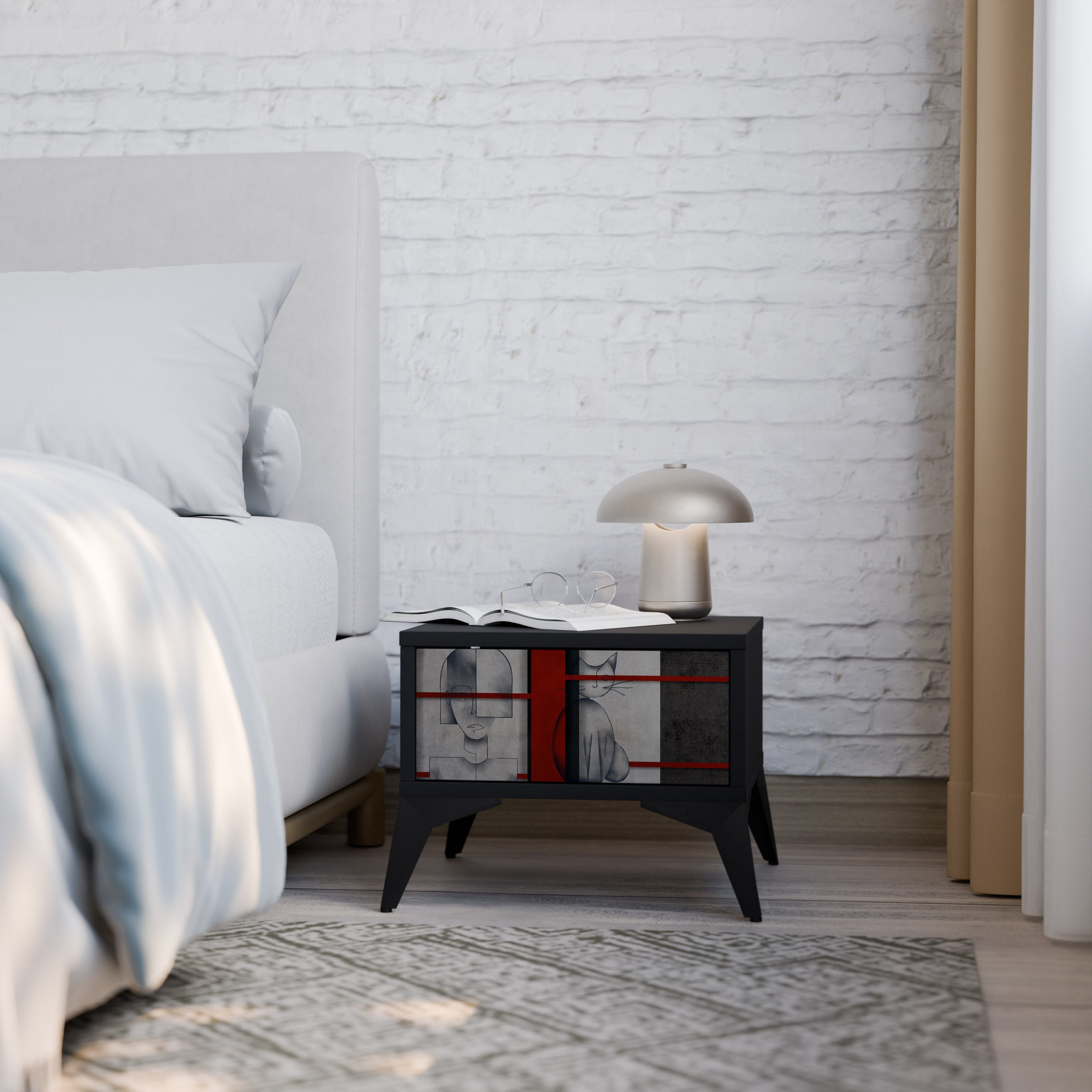 GRAY FIGURES Nightstand in Black Finish