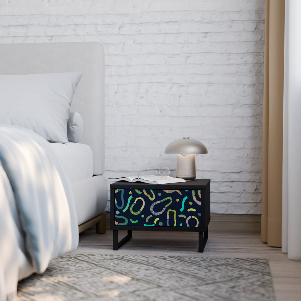 CONTRAST DANCE Nightstand in Black Finish
