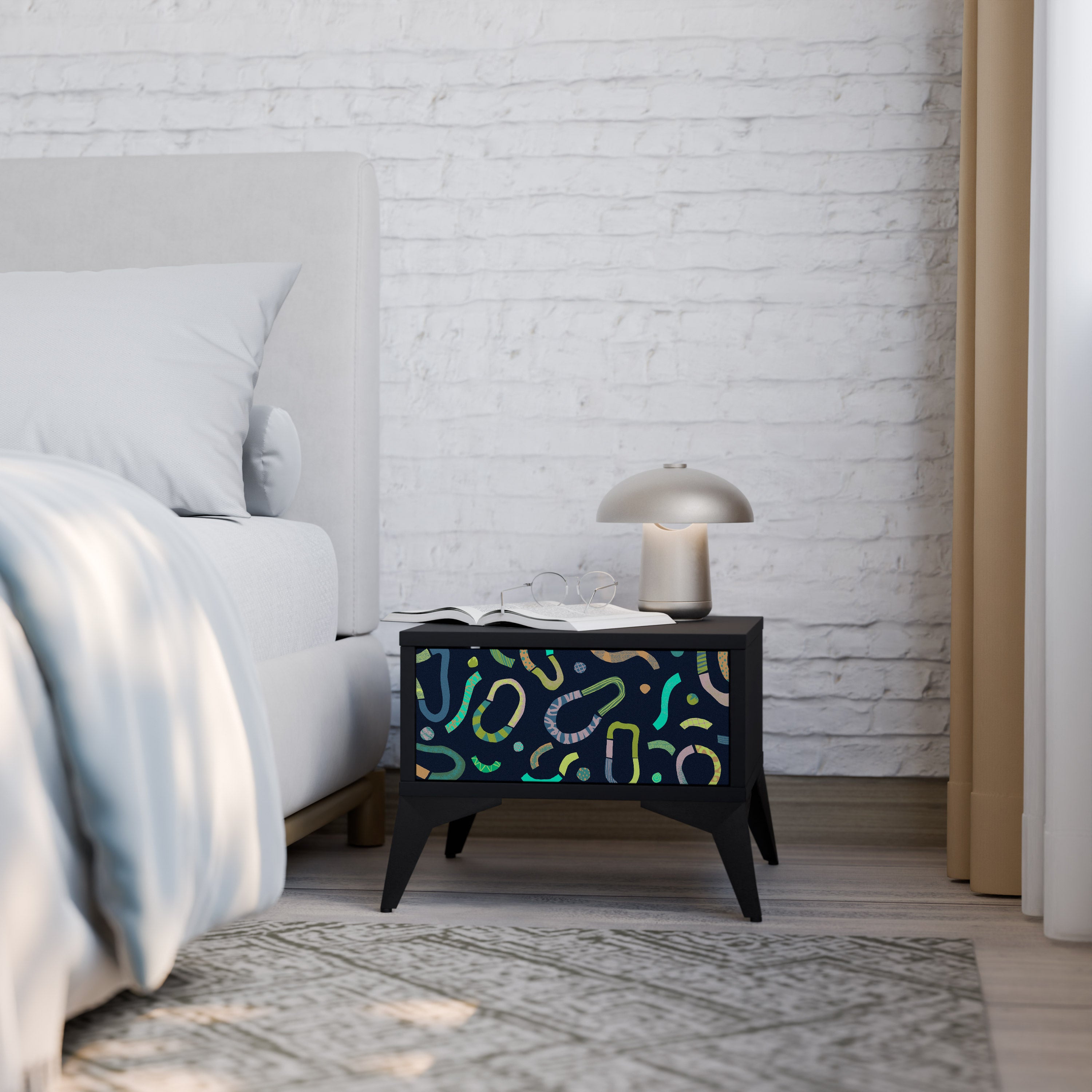 CONTRAST DANCE Nightstand in Black Finish